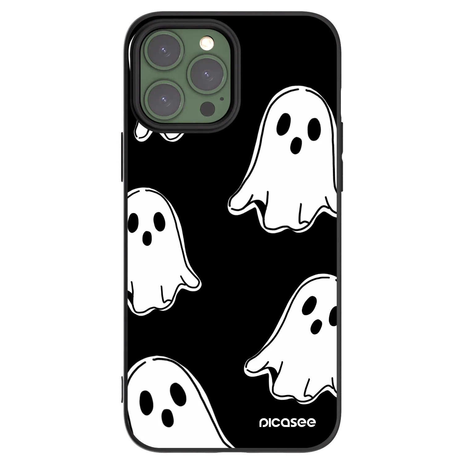 Picasee fekete szilikon tok az alábbi mobiltelefonokra Apple iPhone 13 Pro Max - Black ghosts