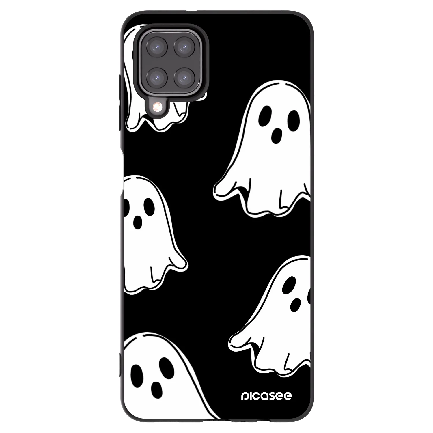 Picasee fekete szilikon tok az alábbi mobiltelefonokra Samsung Galaxy M12 M127F - Black ghosts