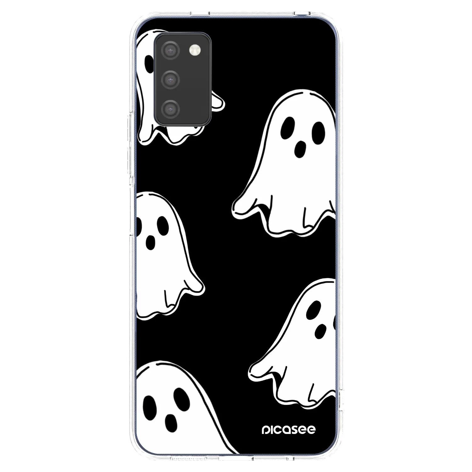 Picasee átlátszó szilikon tok az alábbi mobiltelefonokra Samsung Galaxy A02s A025G - Black ghosts