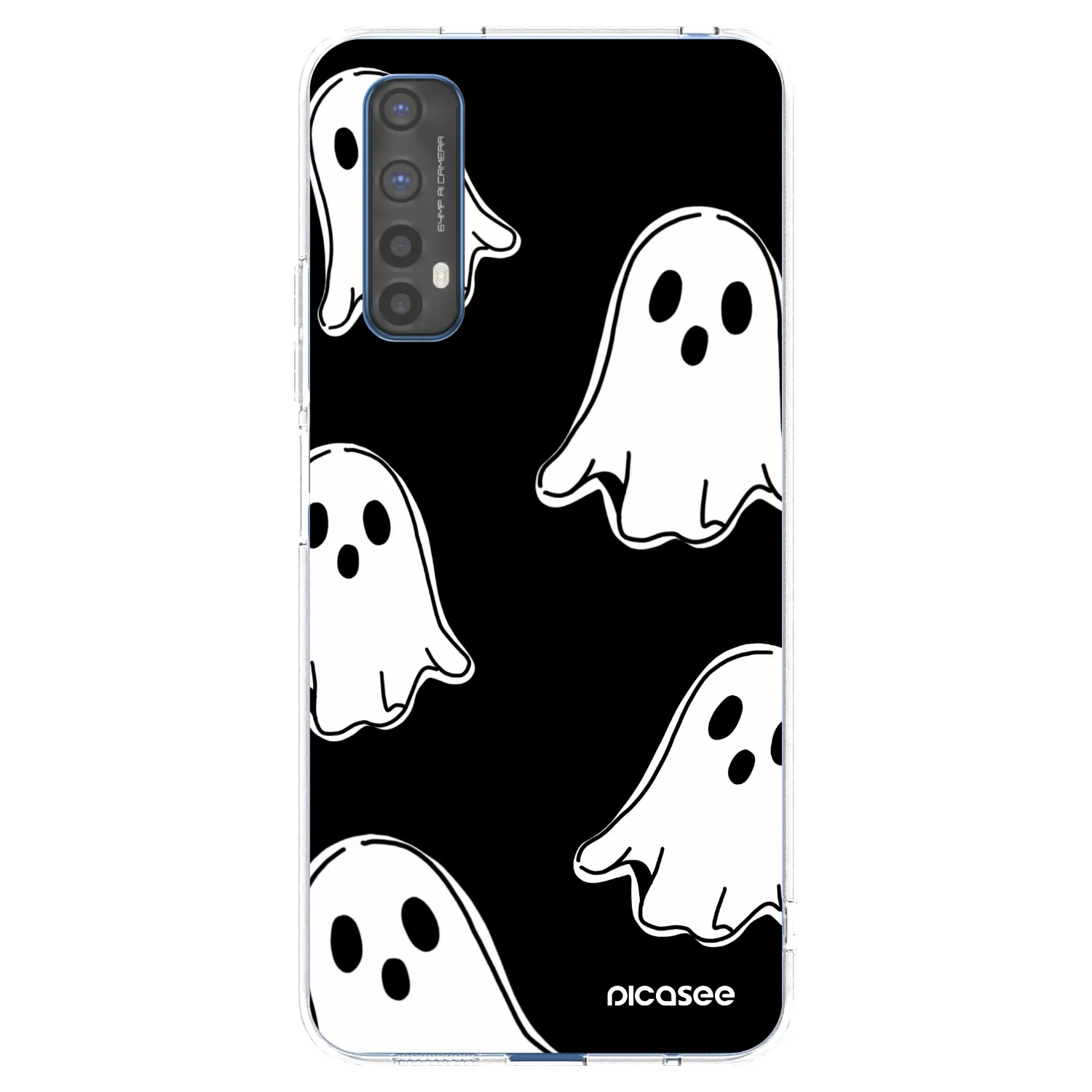 Picasee átlátszó szilikon tok az alábbi mobiltelefonokra Realme 7 - Black ghosts