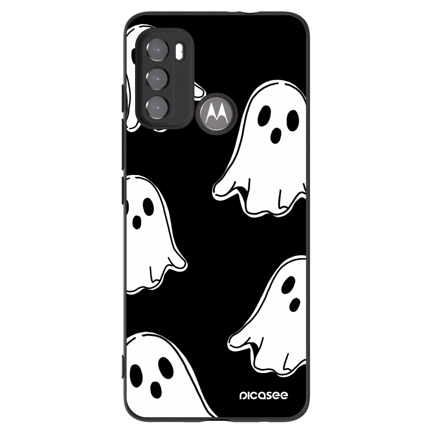 Picasee fekete szilikon tok az alábbi mobiltelefonokra Motorola Moto G60 - Black ghosts