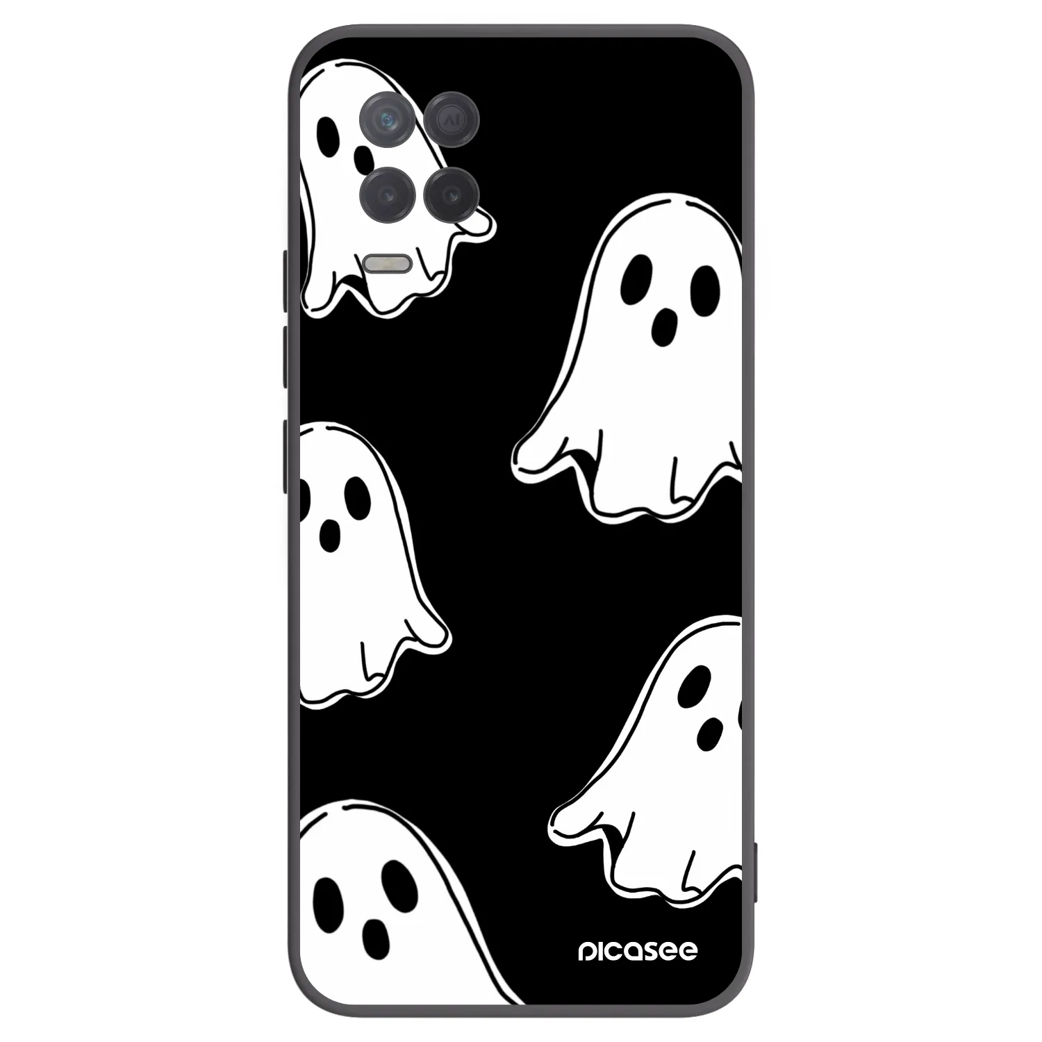 Picasee fekete szilikon tok az alábbi mobiltelefonokra Realme 8 5G - Black ghosts