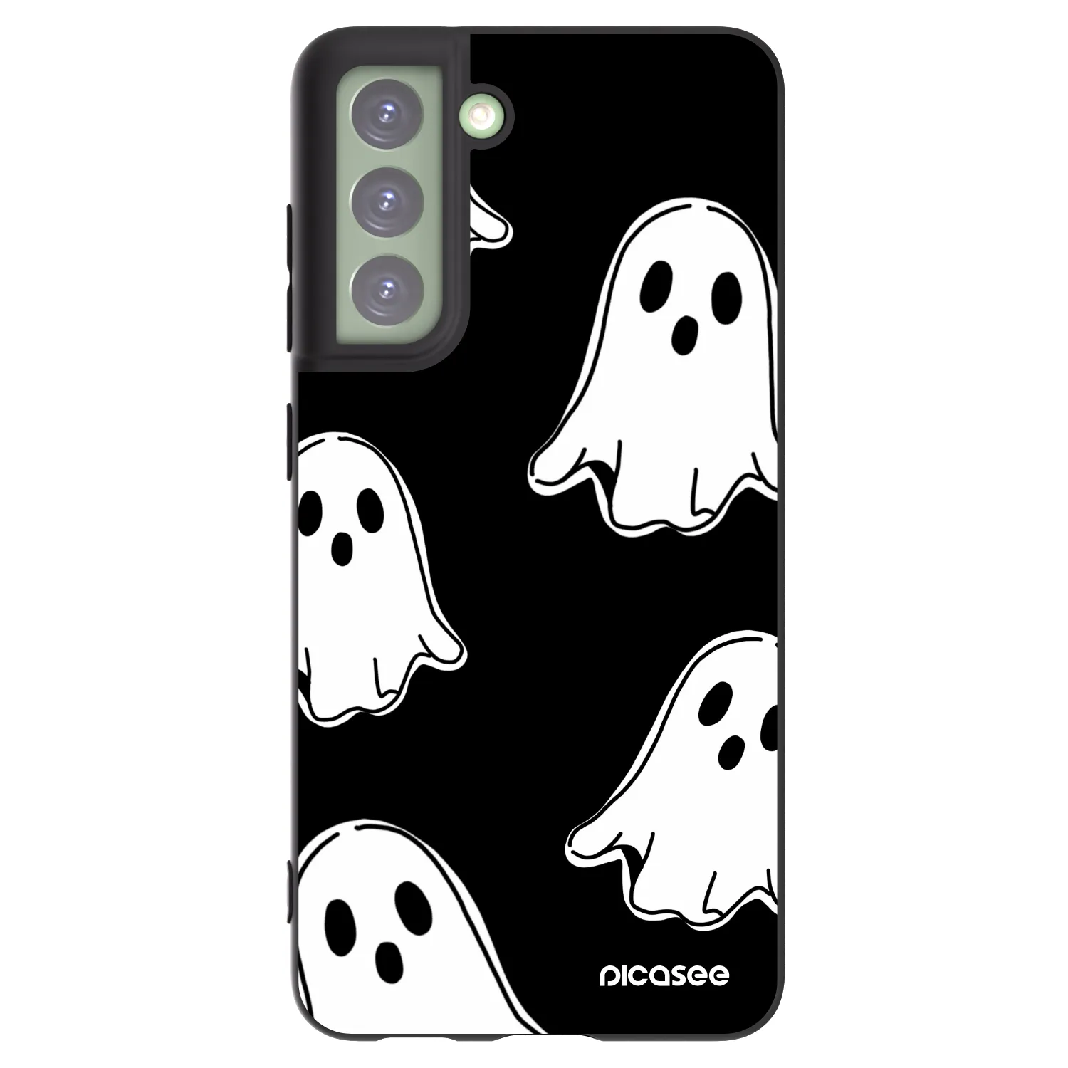 Picasee fekete szilikon tok az alábbi mobiltelefonokra Samsung Galaxy S21 FE 5G - Black ghosts