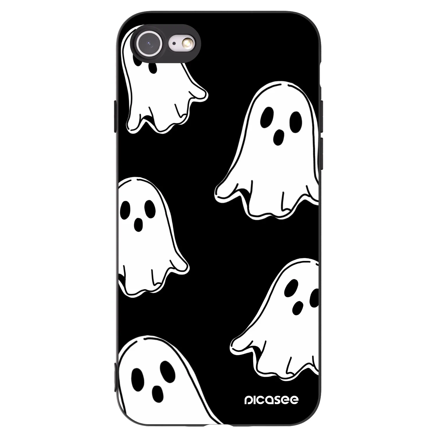 Picasee fekete szilikon tok az alábbi mobiltelefonokra Apple iPhone SE 2022 - Black ghosts