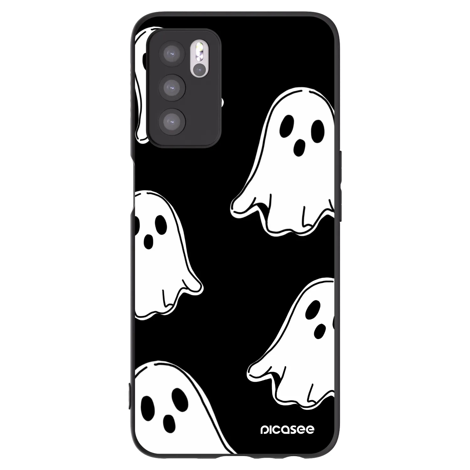 Picasee fekete szilikon tok az alábbi mobiltelefonokra OPPO A16 - Black ghosts