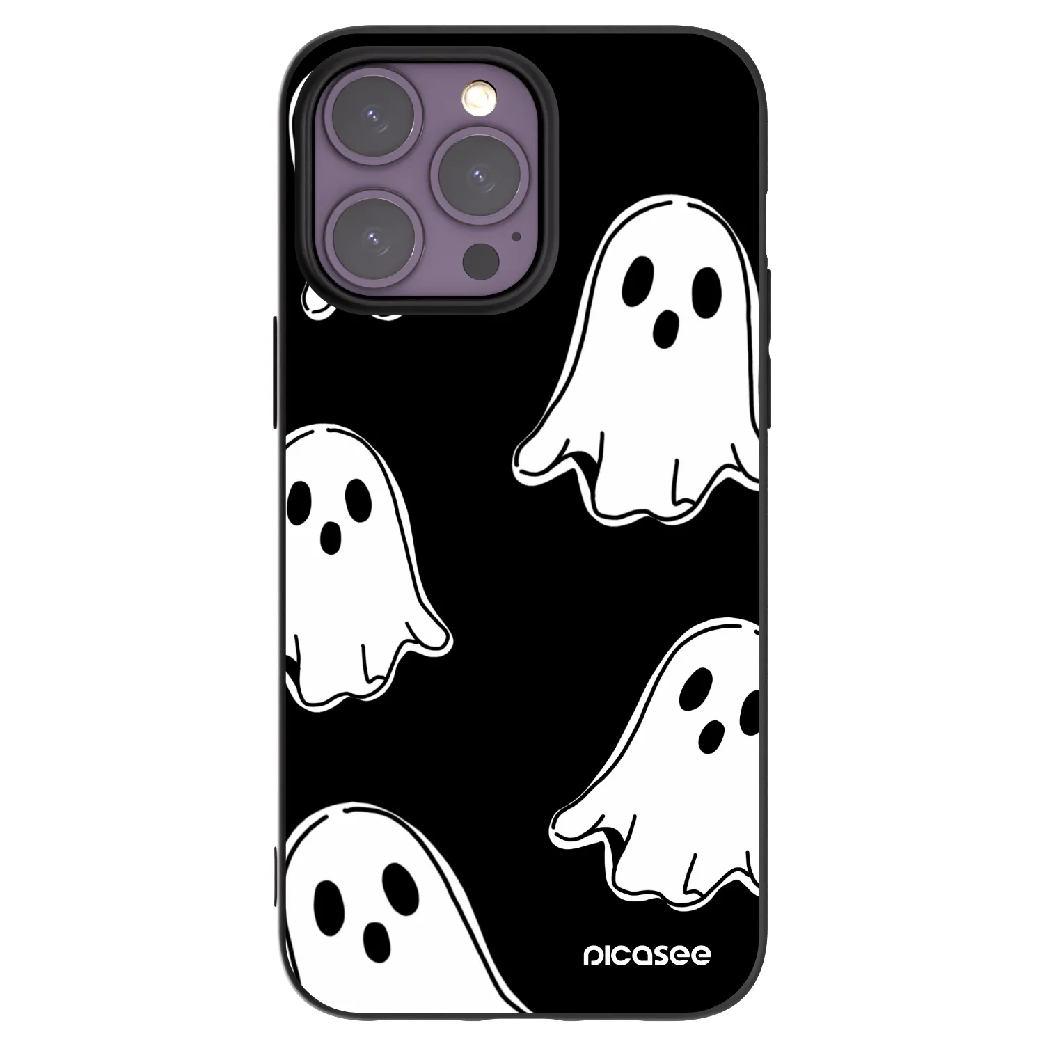 Picasee fekete szilikon tok az alábbi mobiltelefonokra Apple iPhone 14 Pro Max - Black ghosts