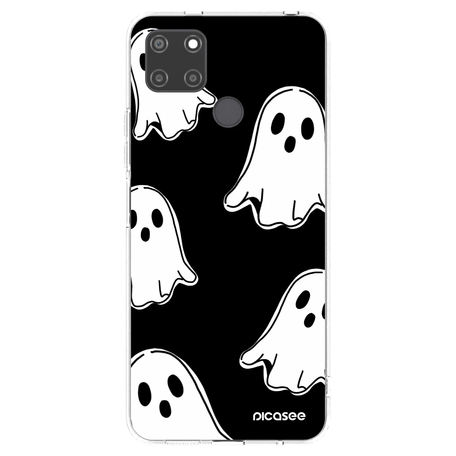 Picasee átlátszó szilikon tok az alábbi mobiltelefonokra Realme C21Y - Black ghosts