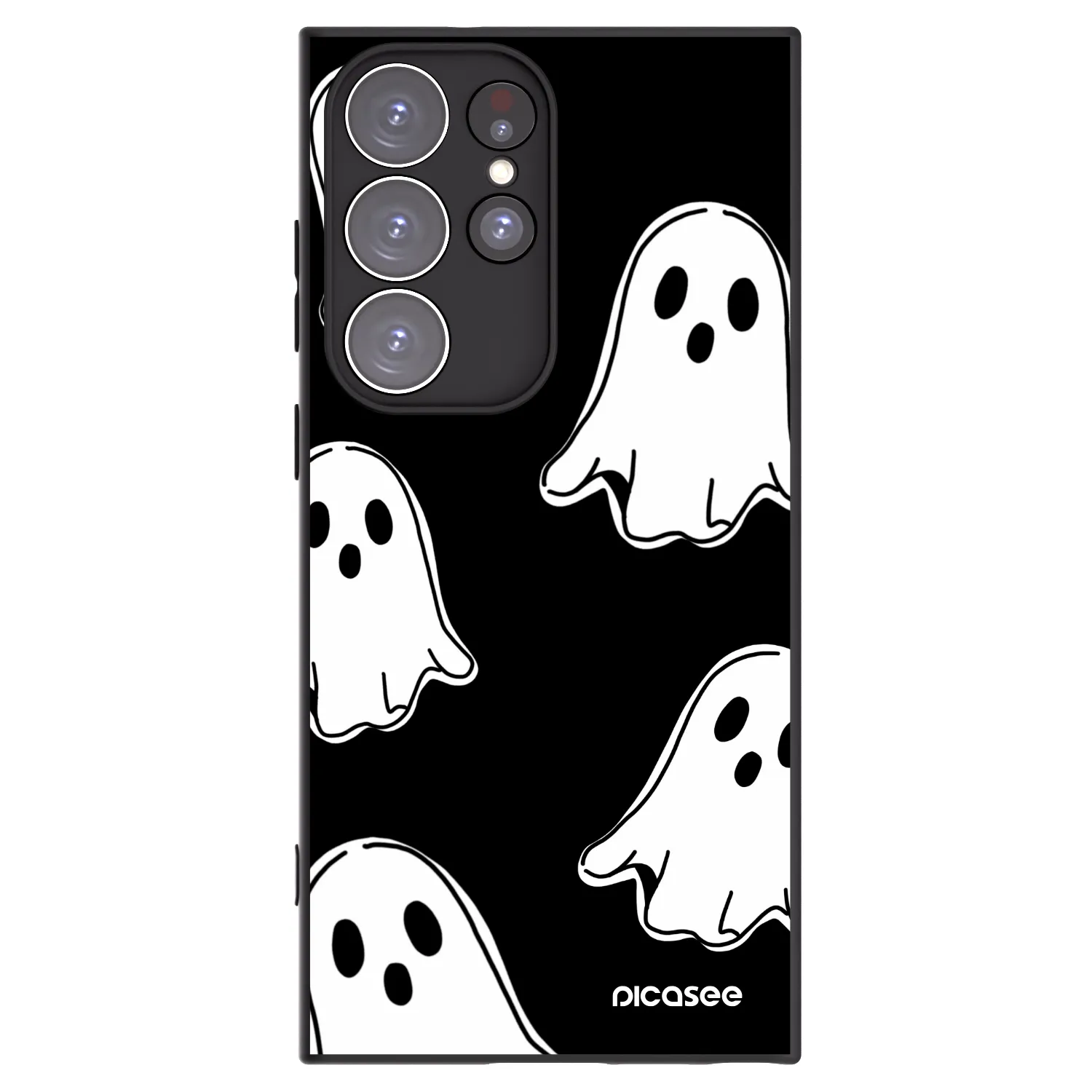 Picasee fekete szilikon tok az alábbi mobiltelefonokra Samsung Galaxy S23 Ultra 5G - Black ghosts