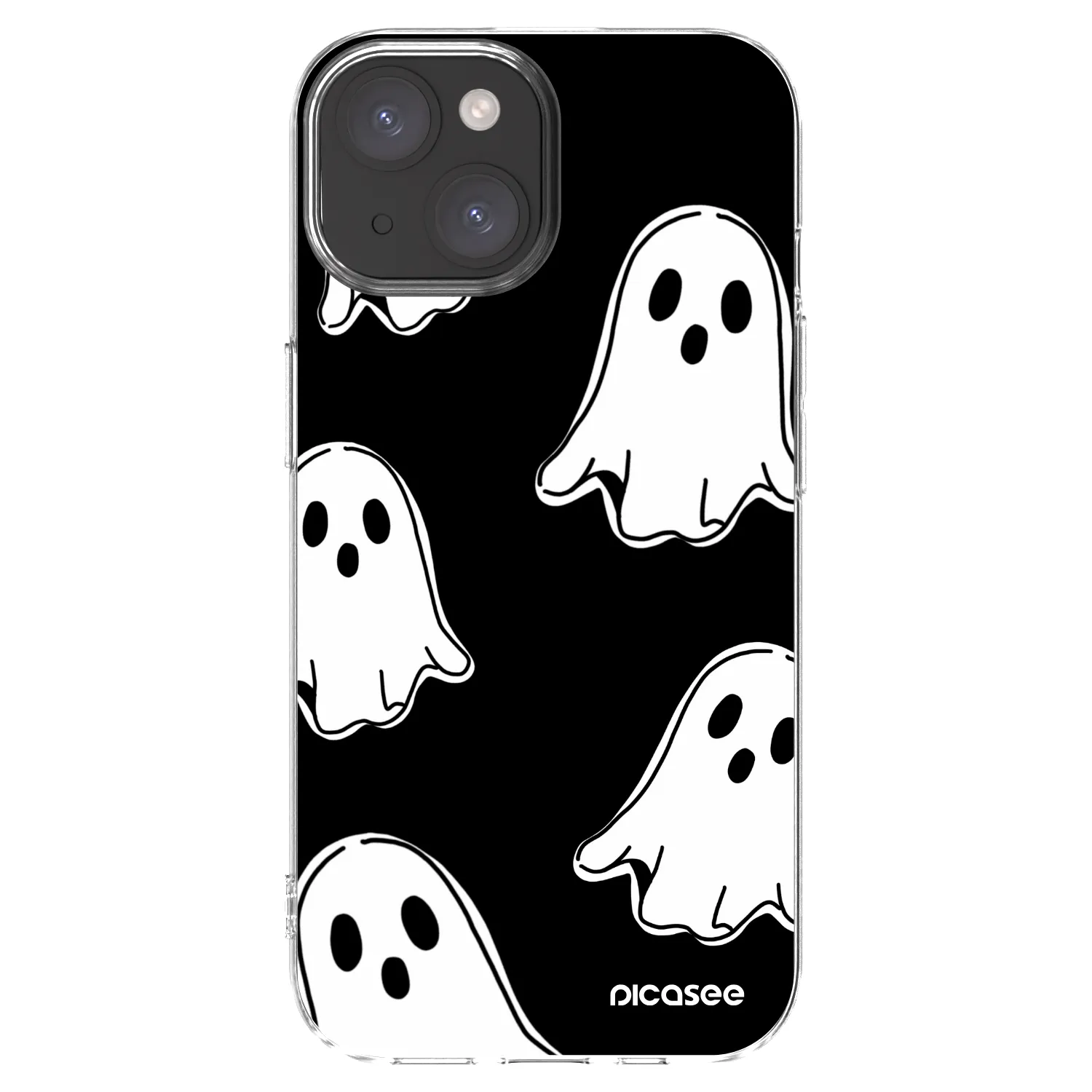 Picasee átlátszó szilikon tok az alábbi mobiltelefonokra Apple iPhone 15 - Black ghosts