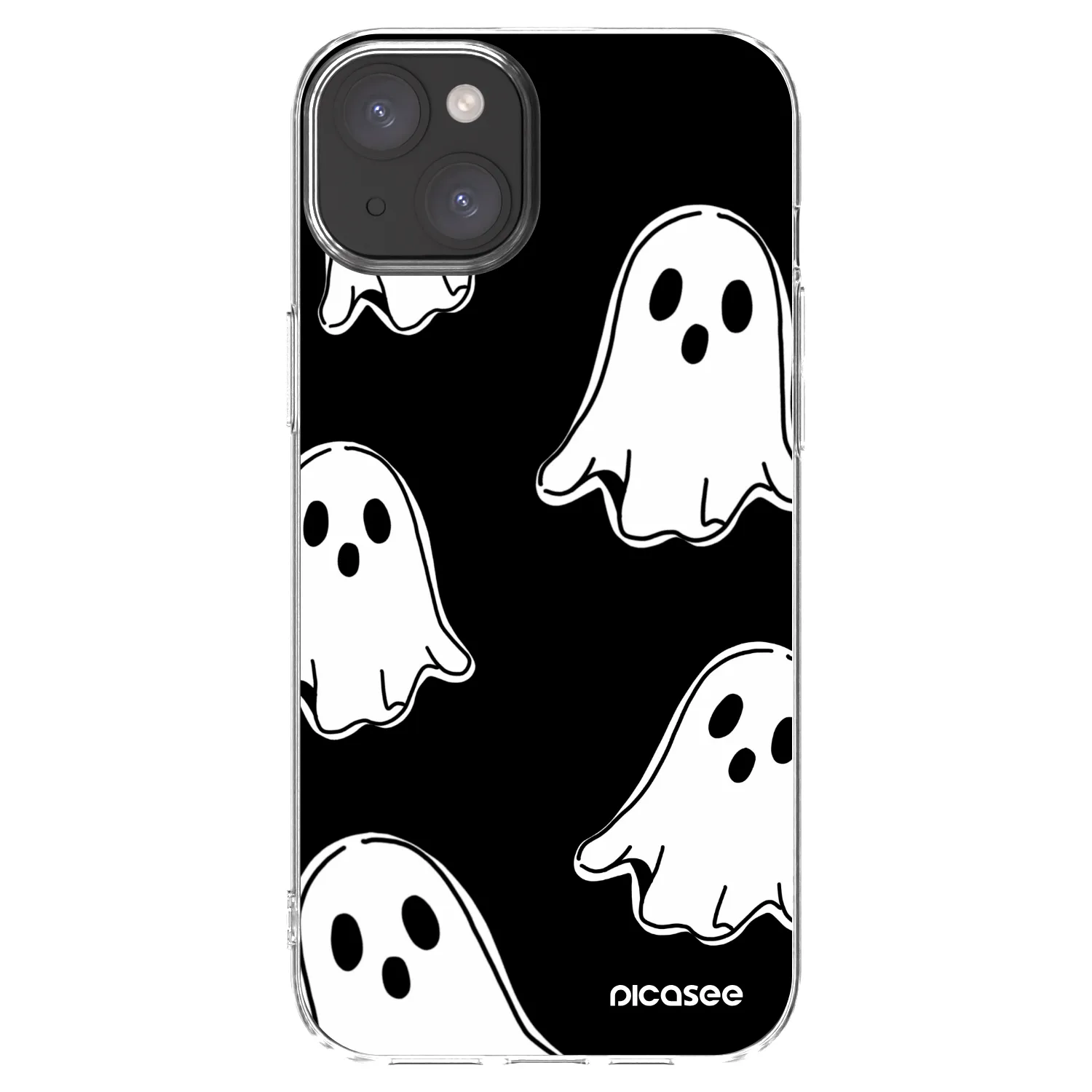 Picasee átlátszó szilikon tok az alábbi mobiltelefonokra Apple iPhone 15 Plus - Black ghosts