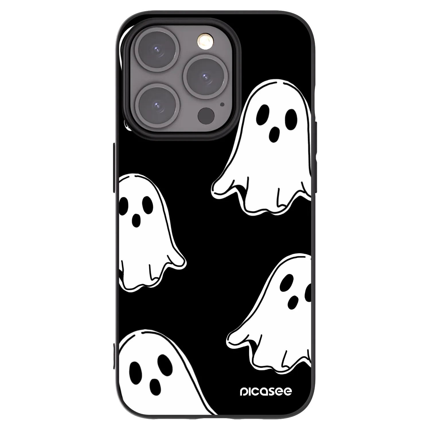 Picasee fekete szilikon tok az alábbi mobiltelefonokra Apple iPhone 15 Pro - Black ghosts