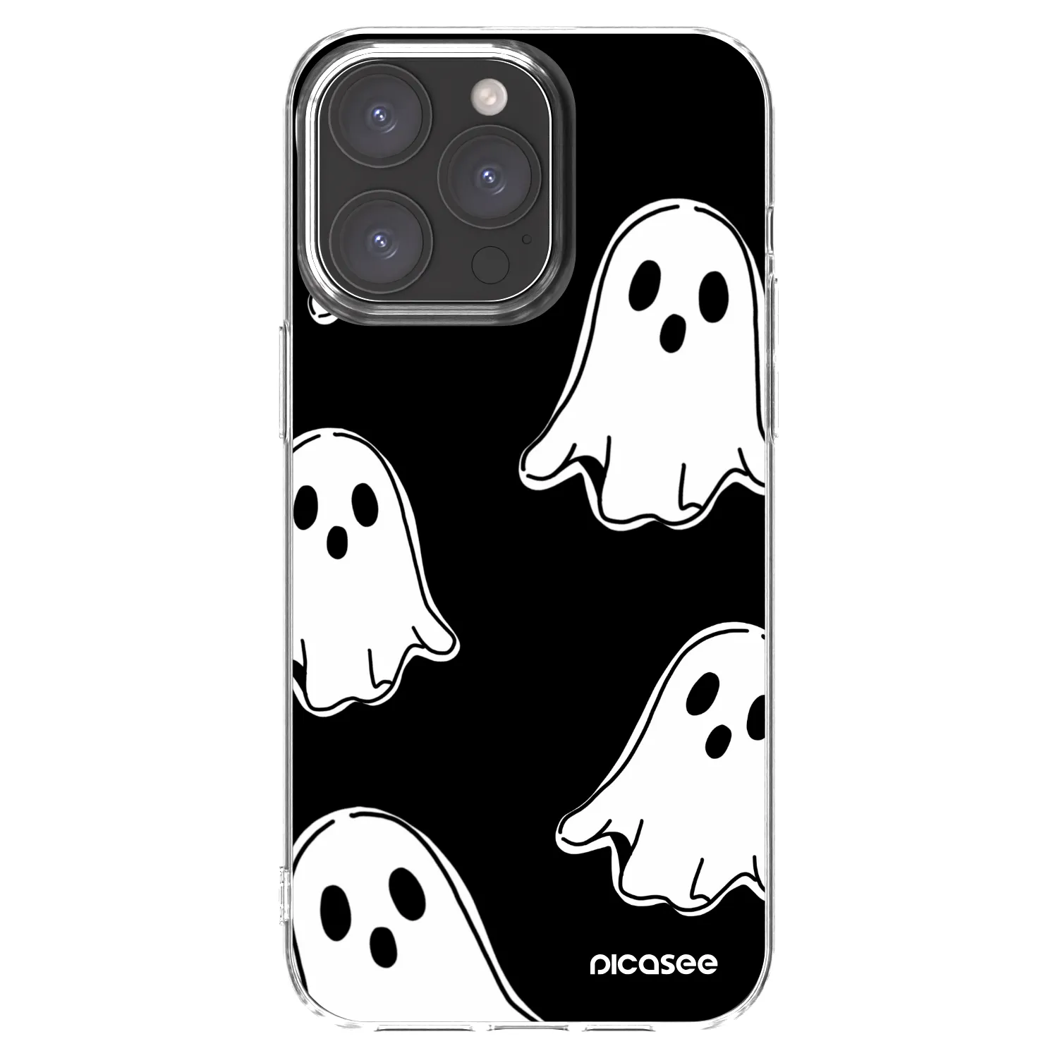 Picasee átlátszó szilikon tok az alábbi mobiltelefonokra Apple iPhone 15 Pro Max - Black ghosts