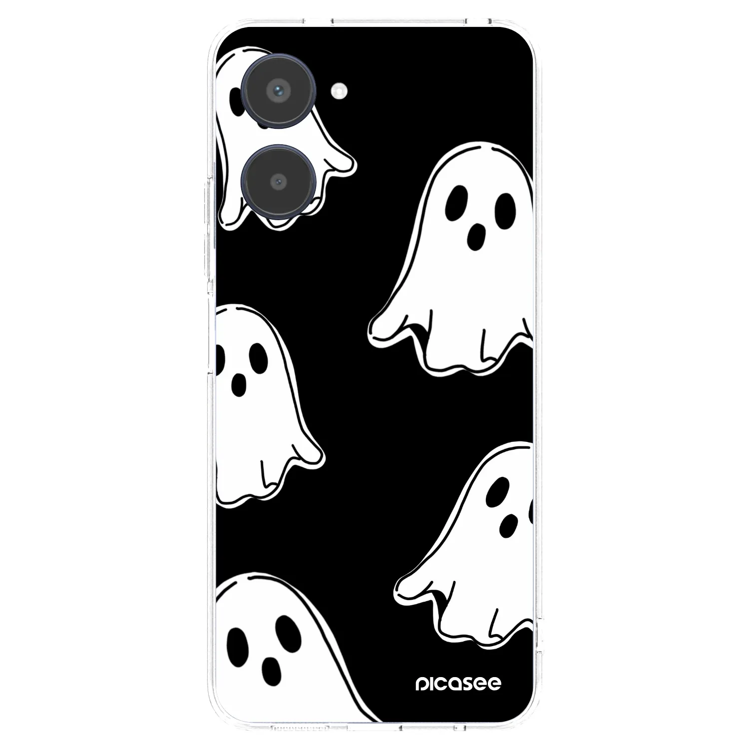 Picasee átlátszó szilikon tok az alábbi mobiltelefonokra Realme 10 4G - Black ghosts