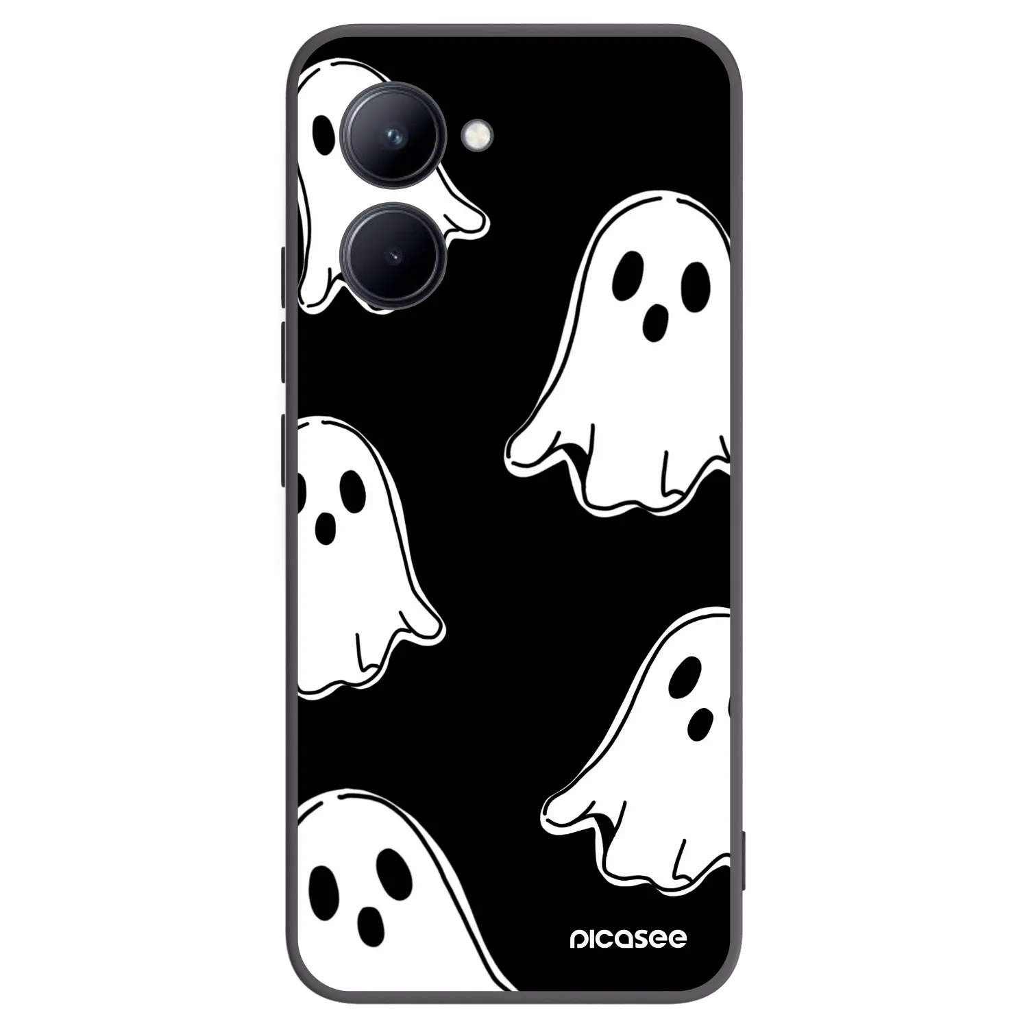Picasee fekete szilikon tok az alábbi mobiltelefonokra Realme C33 (2023) - Black ghosts