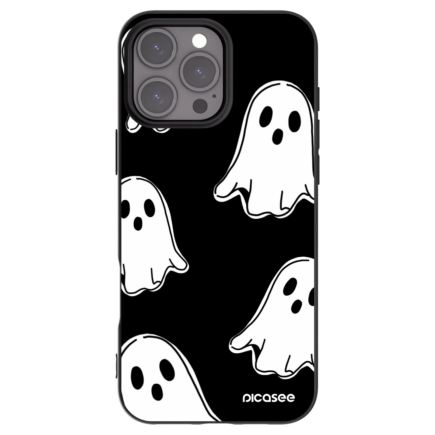 Picasee fekete szilikon tok az alábbi mobiltelefonokra Apple iPhone 16 Pro Max - Black ghosts