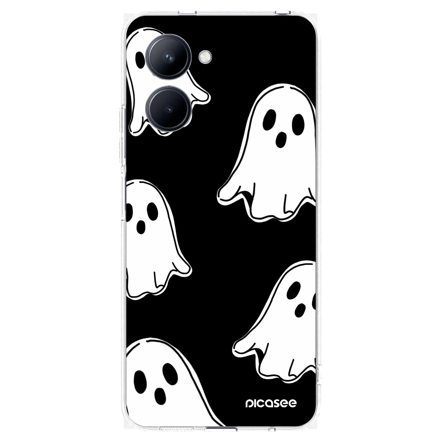 Picasee átlátszó szilikon tok az alábbi mobiltelefonokra Realme C33 (2023) - Black ghosts