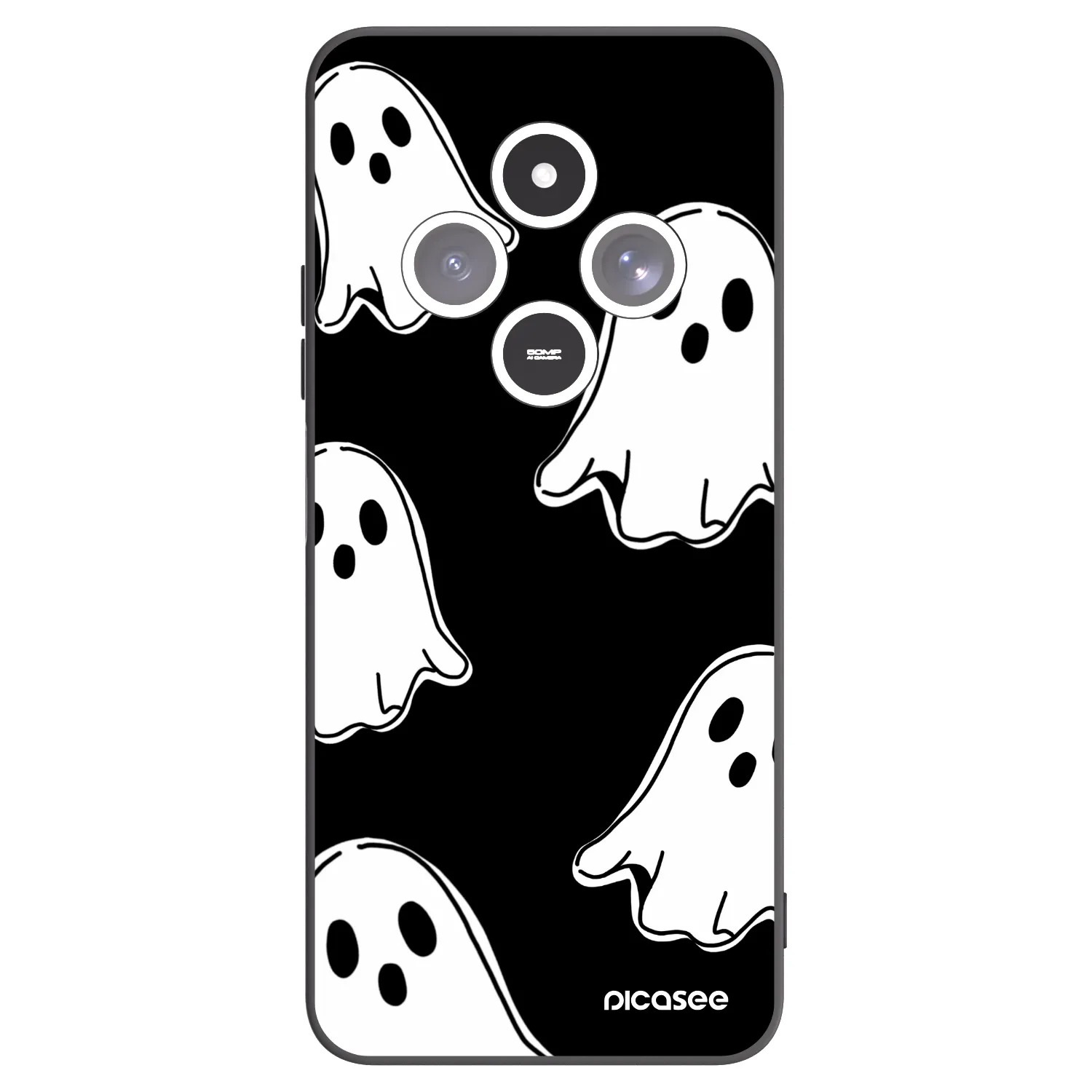 Picasee fekete szilikon tok az alábbi mobiltelefonokra Xiaomi Redmi 14C - Black ghosts
