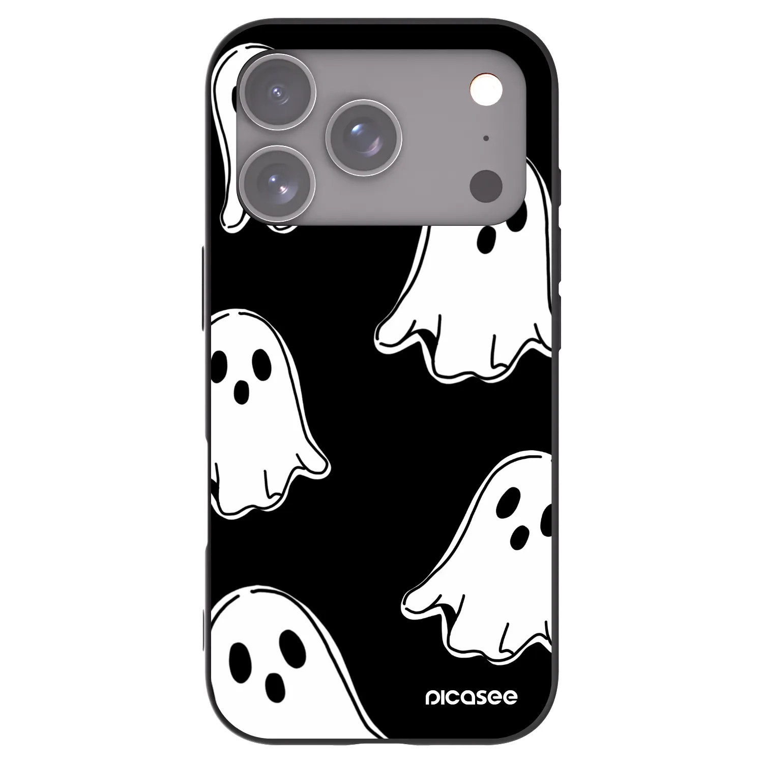 Picasee fekete szilikon tok az alábbi mobiltelefonokra Apple iPhone 17 Pro - Black ghosts