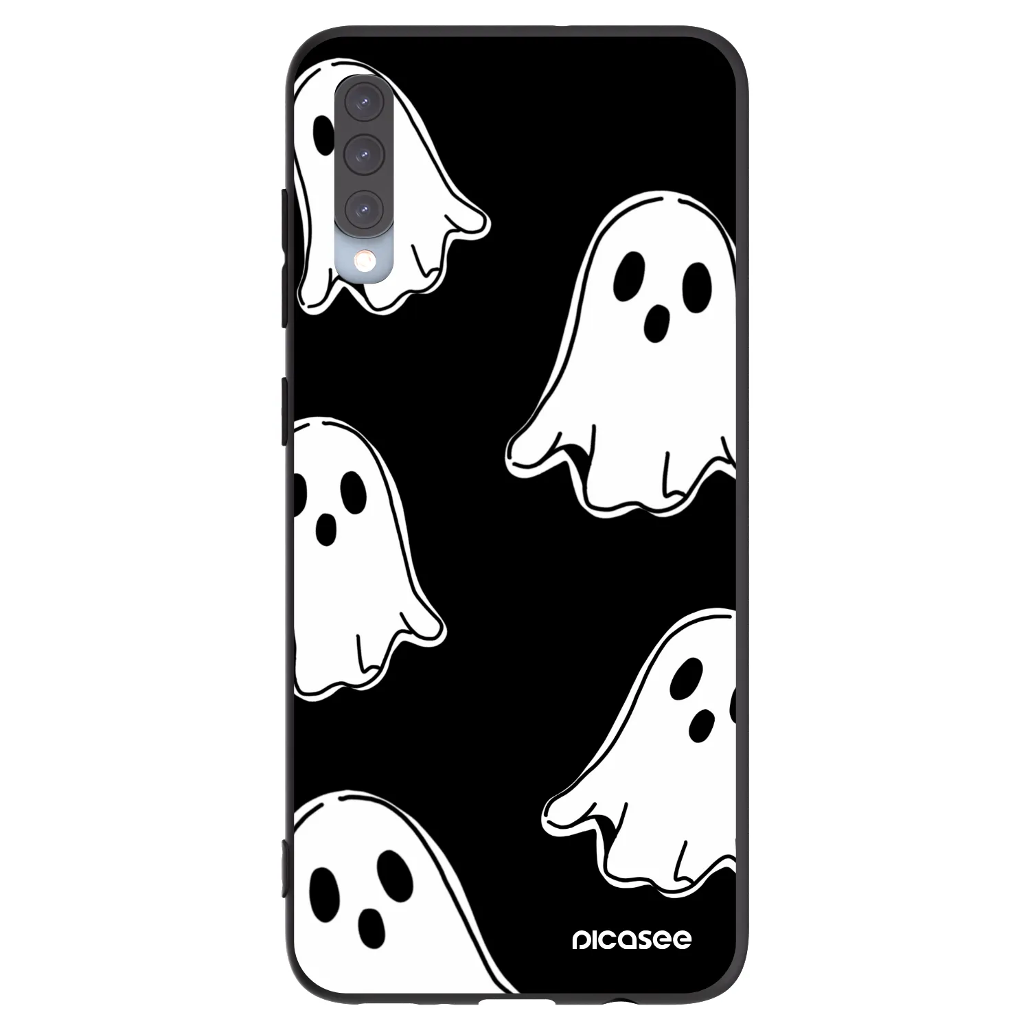 Picasee fekete szilikon tok az alábbi mobiltelefonokra Samsung Galaxy A70 A705F - Black ghosts
