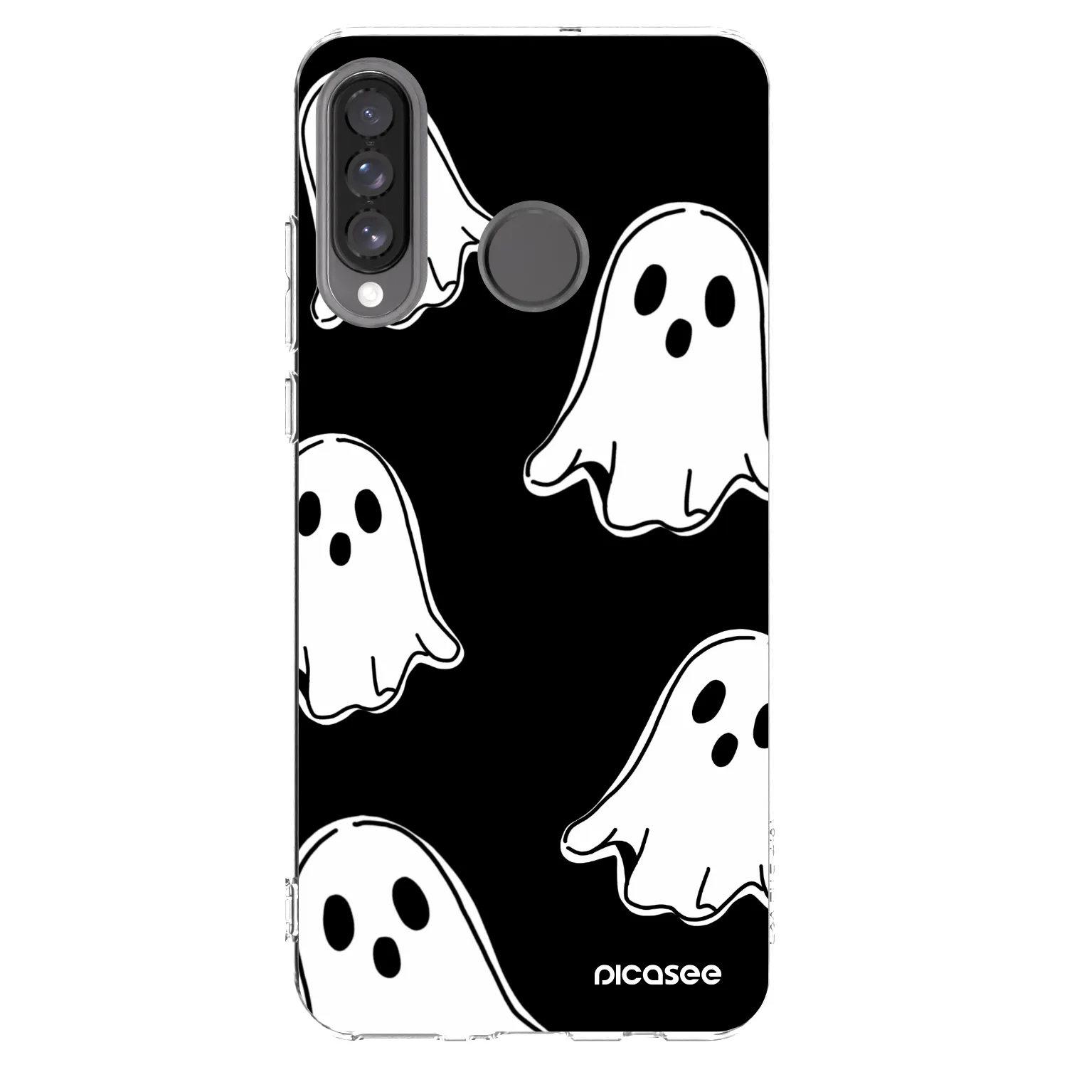 Picasee átlátszó szilikon tok az alábbi mobiltelefonokra Huawei P30 Lite - Black ghosts