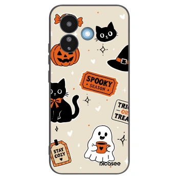 Picasee fekete szilikon tok az alábbi mobiltelefonokra Xiaomi Redmi Note 17 Pro 5G - Halloween stickers