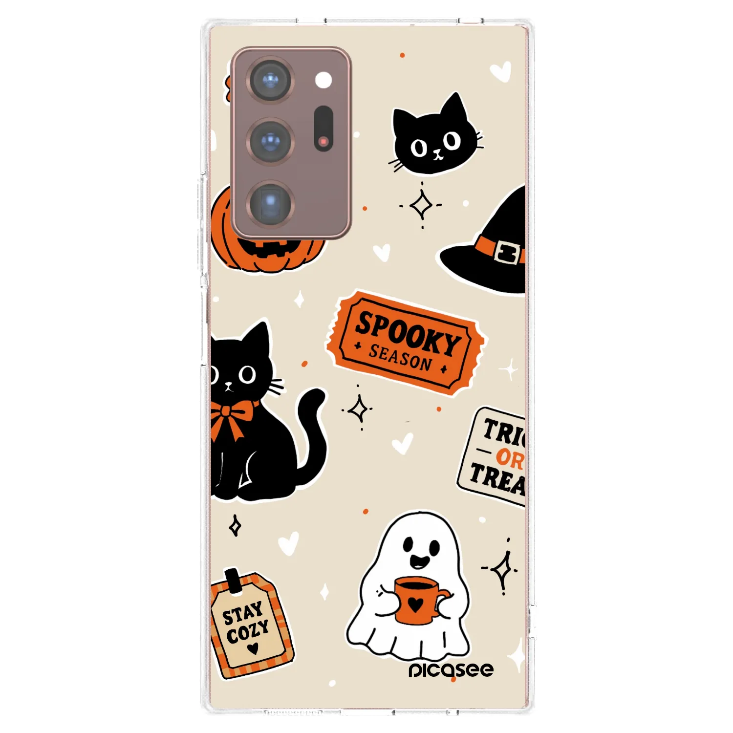 Picasee átlátszó szilikon tok az alábbi mobiltelefonokra Samsung Galaxy Note 20 Ultra - Halloween stickers