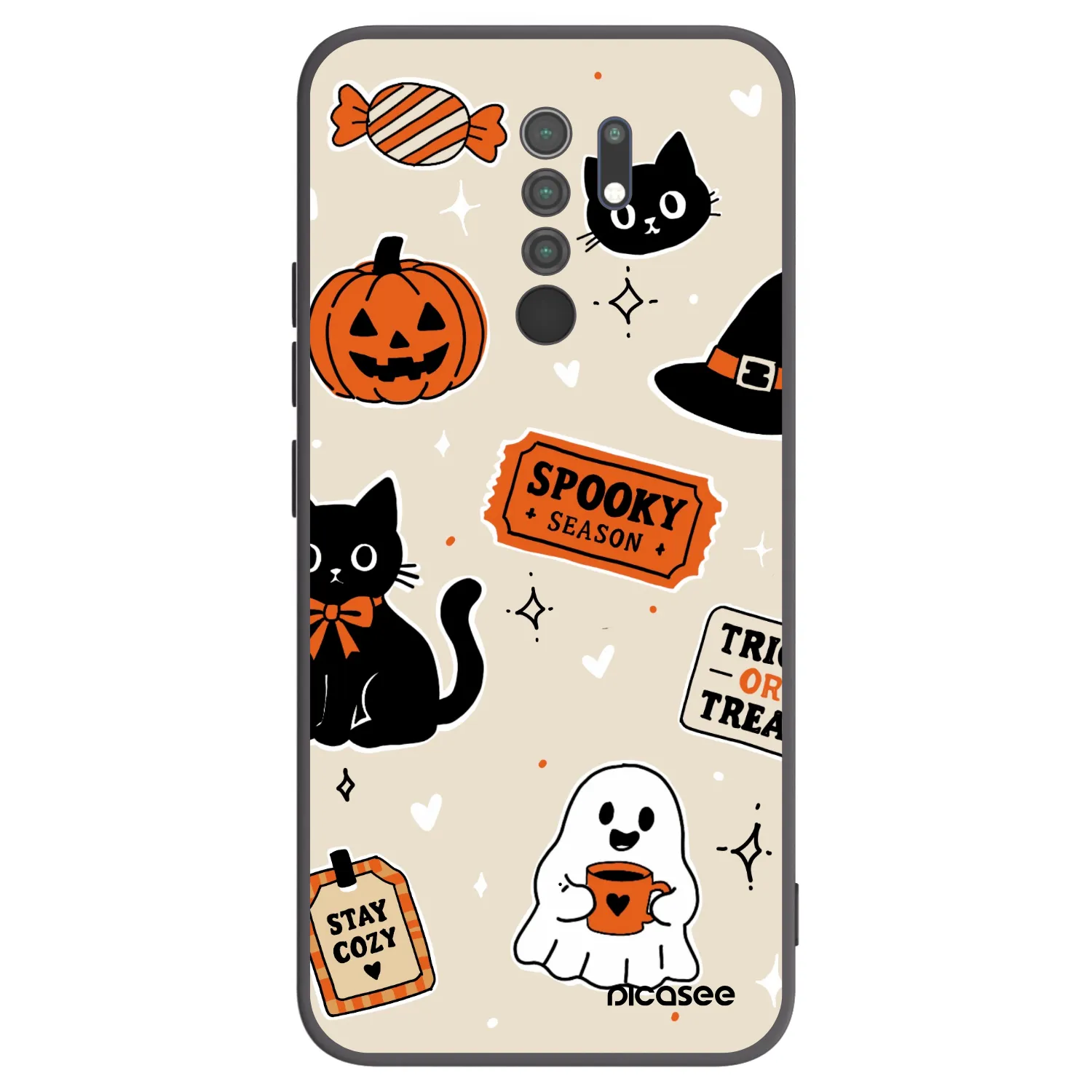 Picasee fekete szilikon tok az alábbi mobiltelefonokra Xiaomi Redmi 9 - Halloween stickers