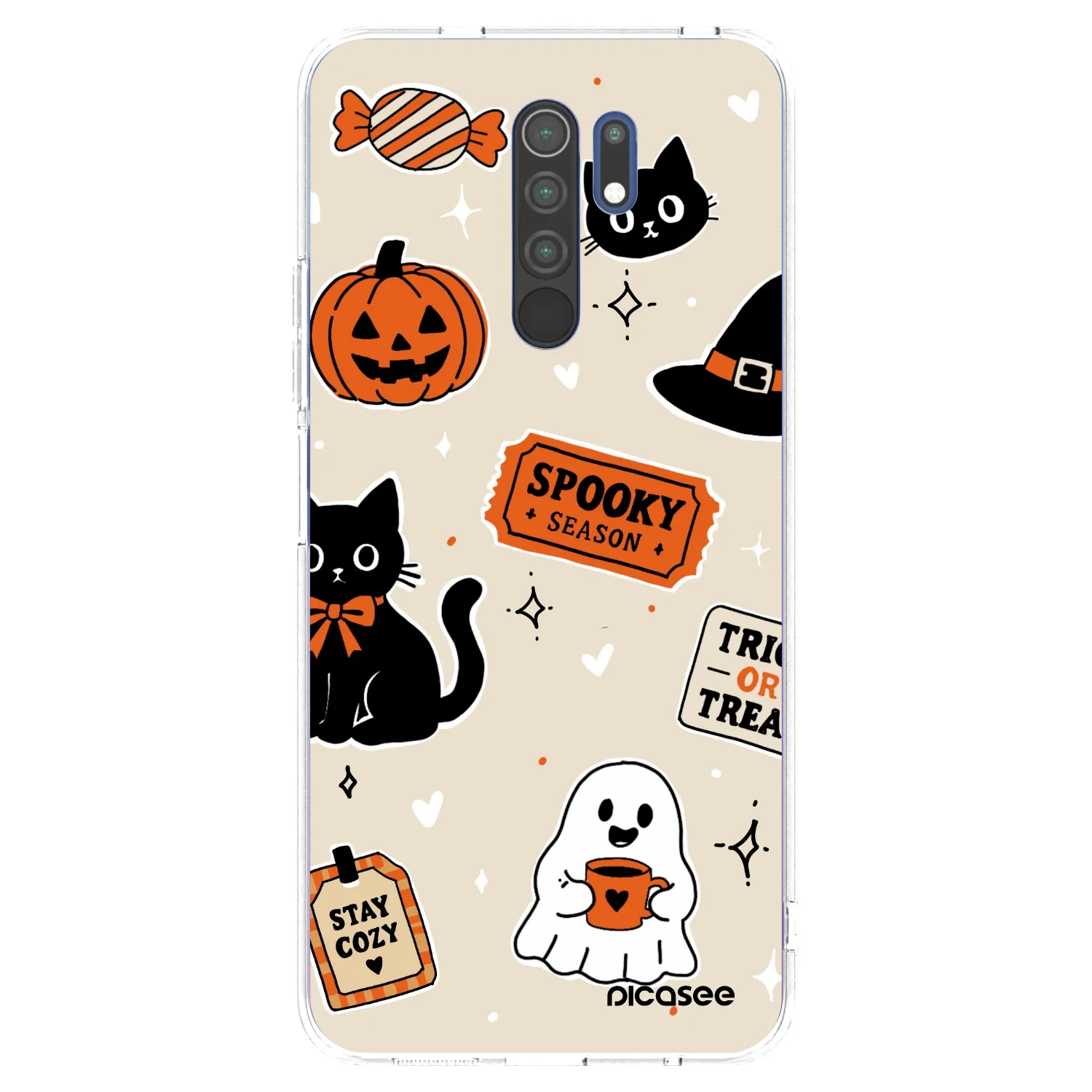 Picasee átlátszó szilikon tok az alábbi mobiltelefonokra Xiaomi Redmi 9 - Halloween stickers