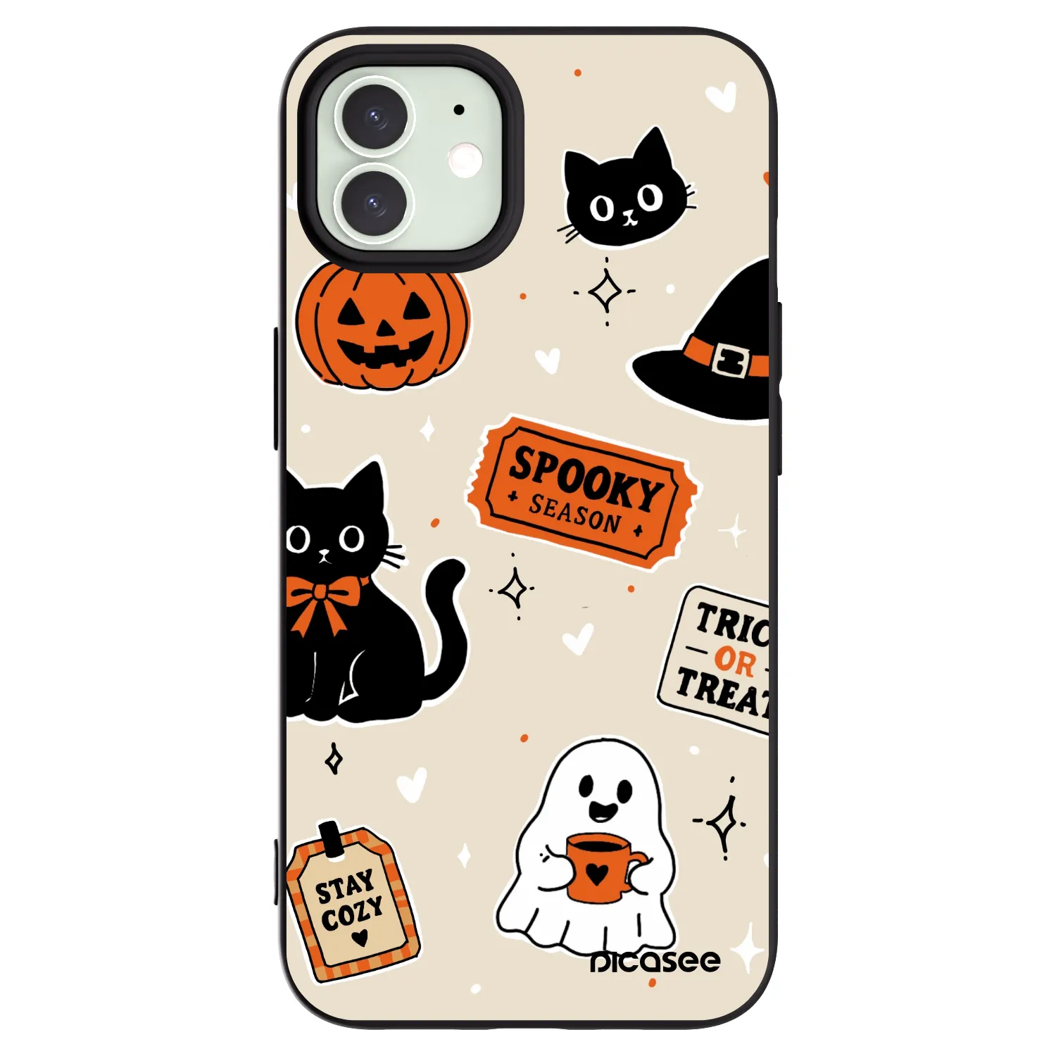 Picasee fekete szilikon tok az alábbi mobiltelefonokra Apple iPhone 12 - Halloween stickers