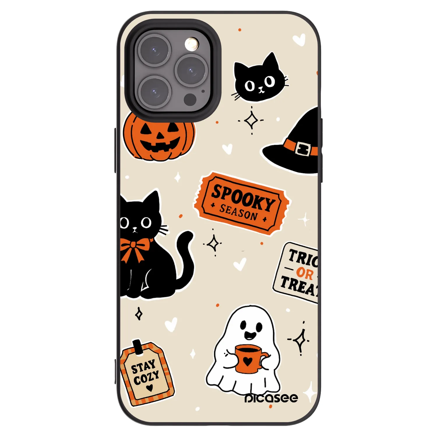 Picasee fekete szilikon tok az alábbi mobiltelefonokra Apple iPhone 12 Pro Max - Halloween stickers