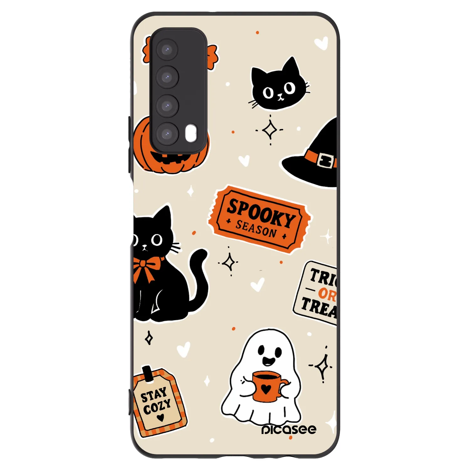 Picasee fekete szilikon tok az alábbi mobiltelefonokra Huawei P Smart 2021 - Halloween stickers