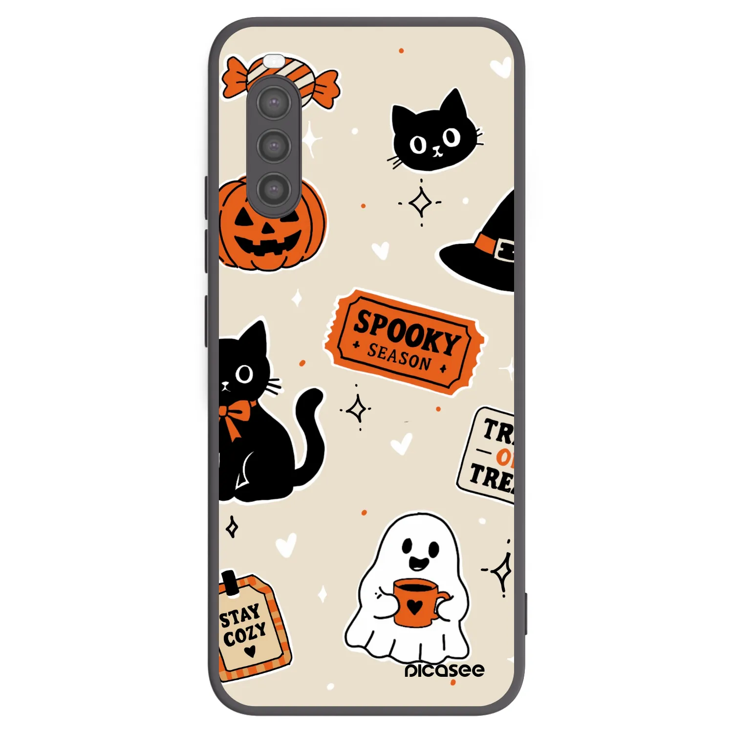 Picasee fekete szilikon tok az alábbi mobiltelefonokra Sony Xperia 10 II - Halloween stickers