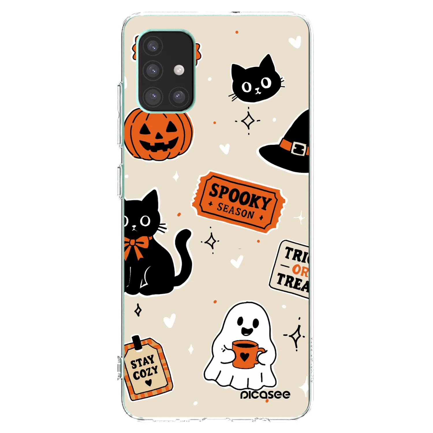 Picasee átlátszó szilikon tok az alábbi mobiltelefonokra Samsung Galaxy M51 M515F - Halloween stickers