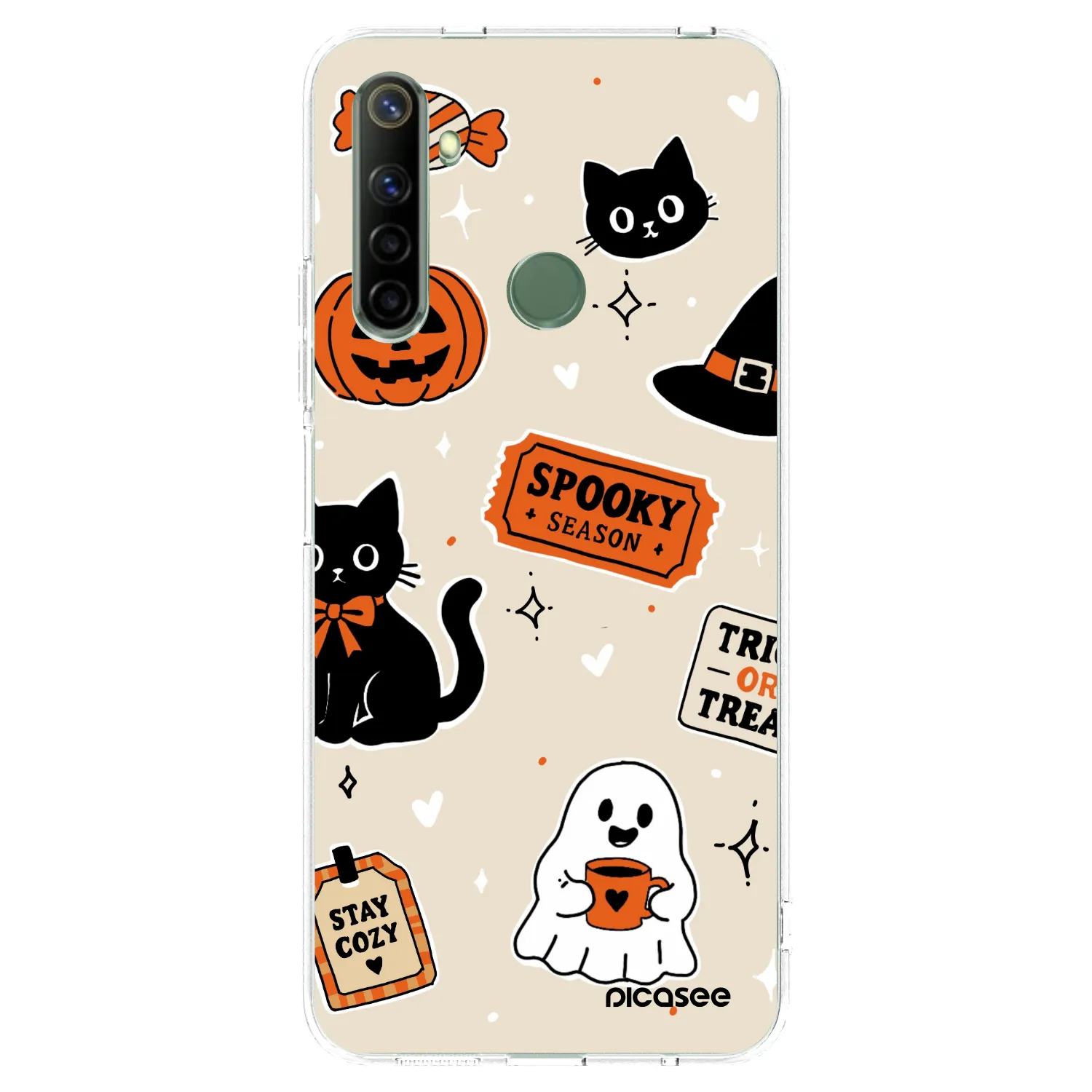 Picasee átlátszó szilikon tok az alábbi mobiltelefonokra Realme 6i - Halloween stickers
