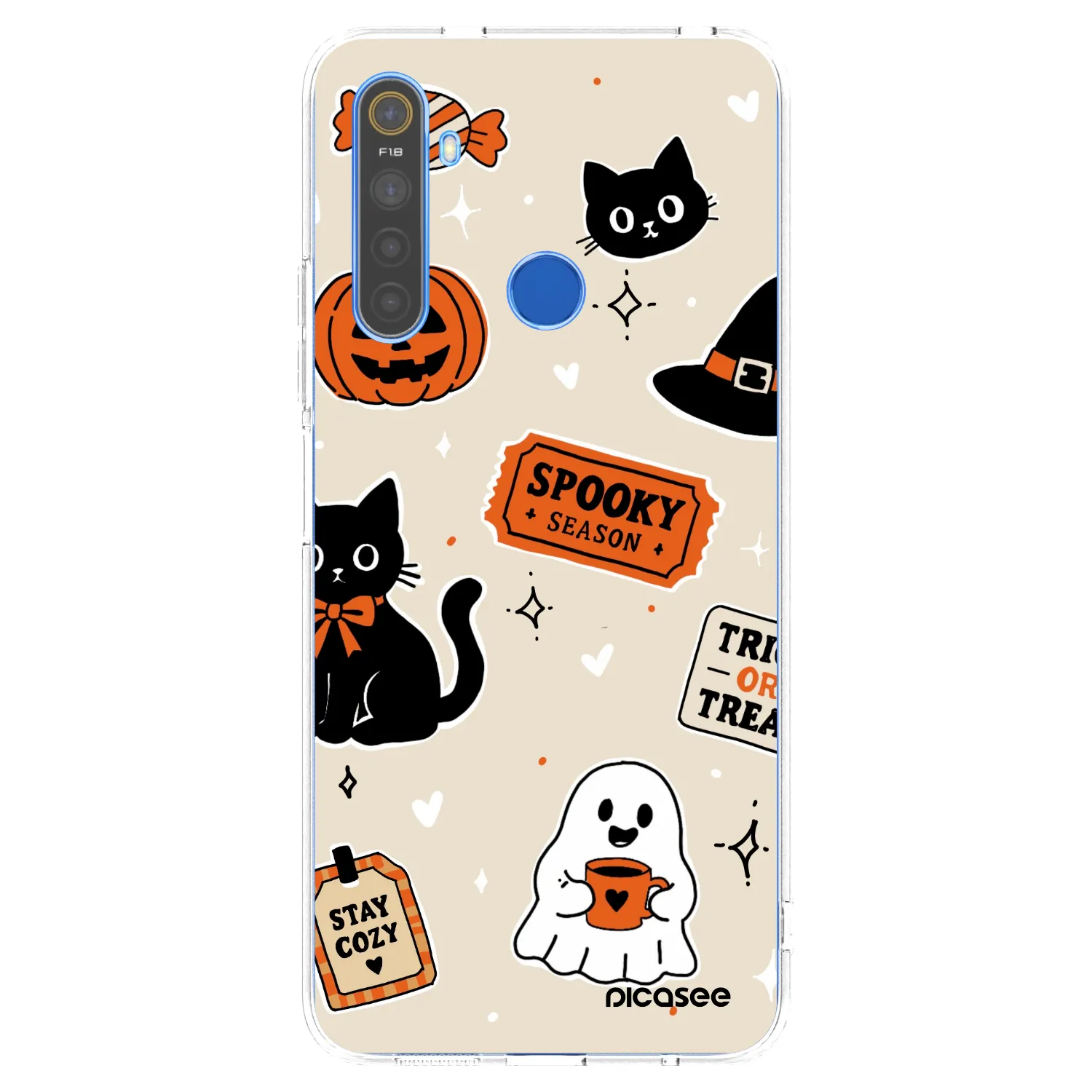 Picasee átlátszó szilikon tok az alábbi mobiltelefonokra Realme 5 - Halloween stickers