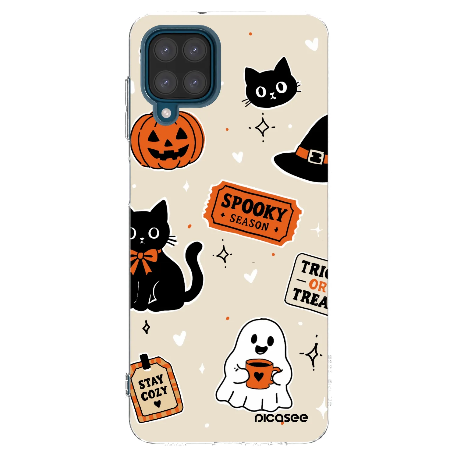 Picasee átlátszó szilikon tok az alábbi mobiltelefonokra Samsung Galaxy A12 A125F - Halloween stickers