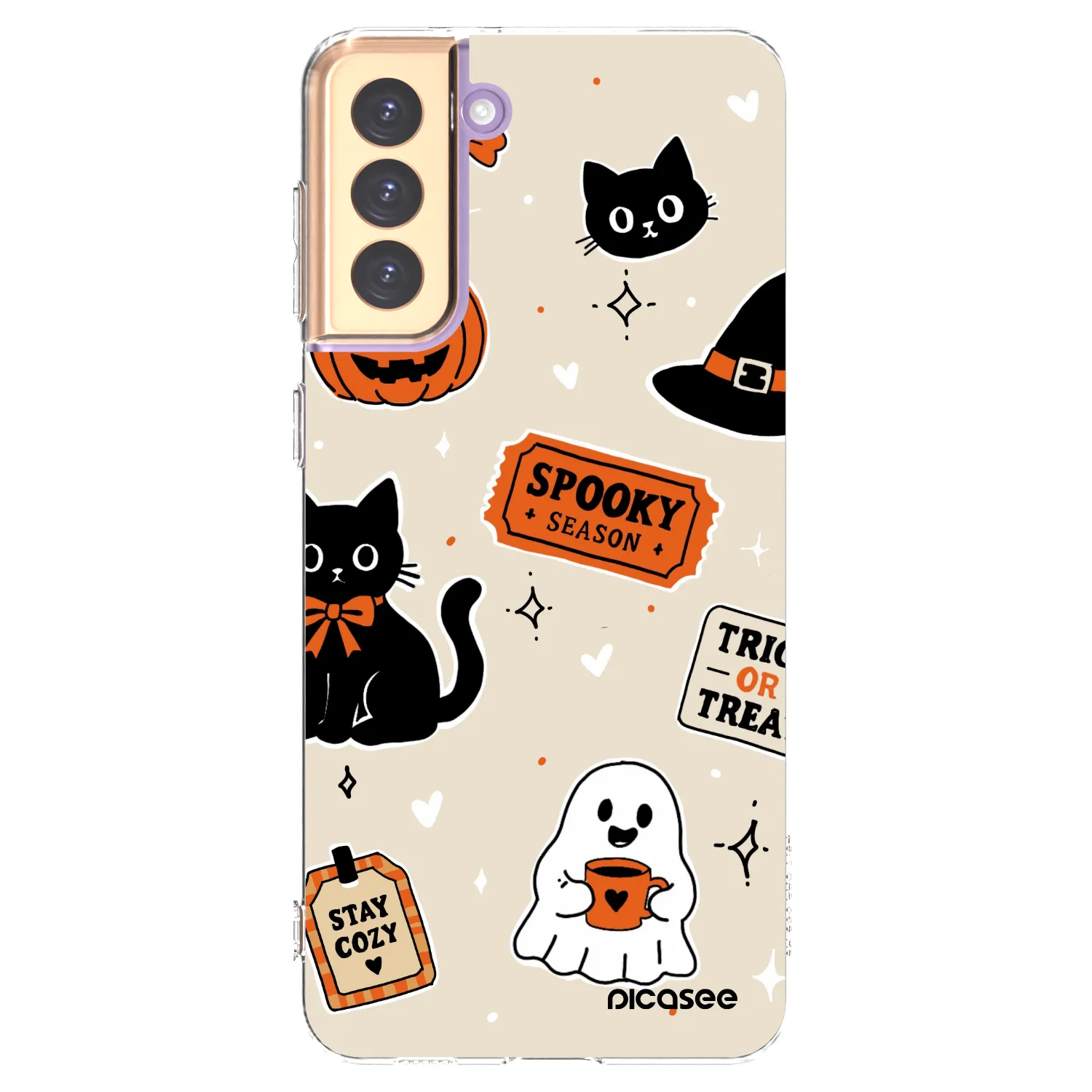 Picasee átlátszó szilikon tok az alábbi mobiltelefonokra Samsung Galaxy S21+ 5G G996F - Halloween stickers