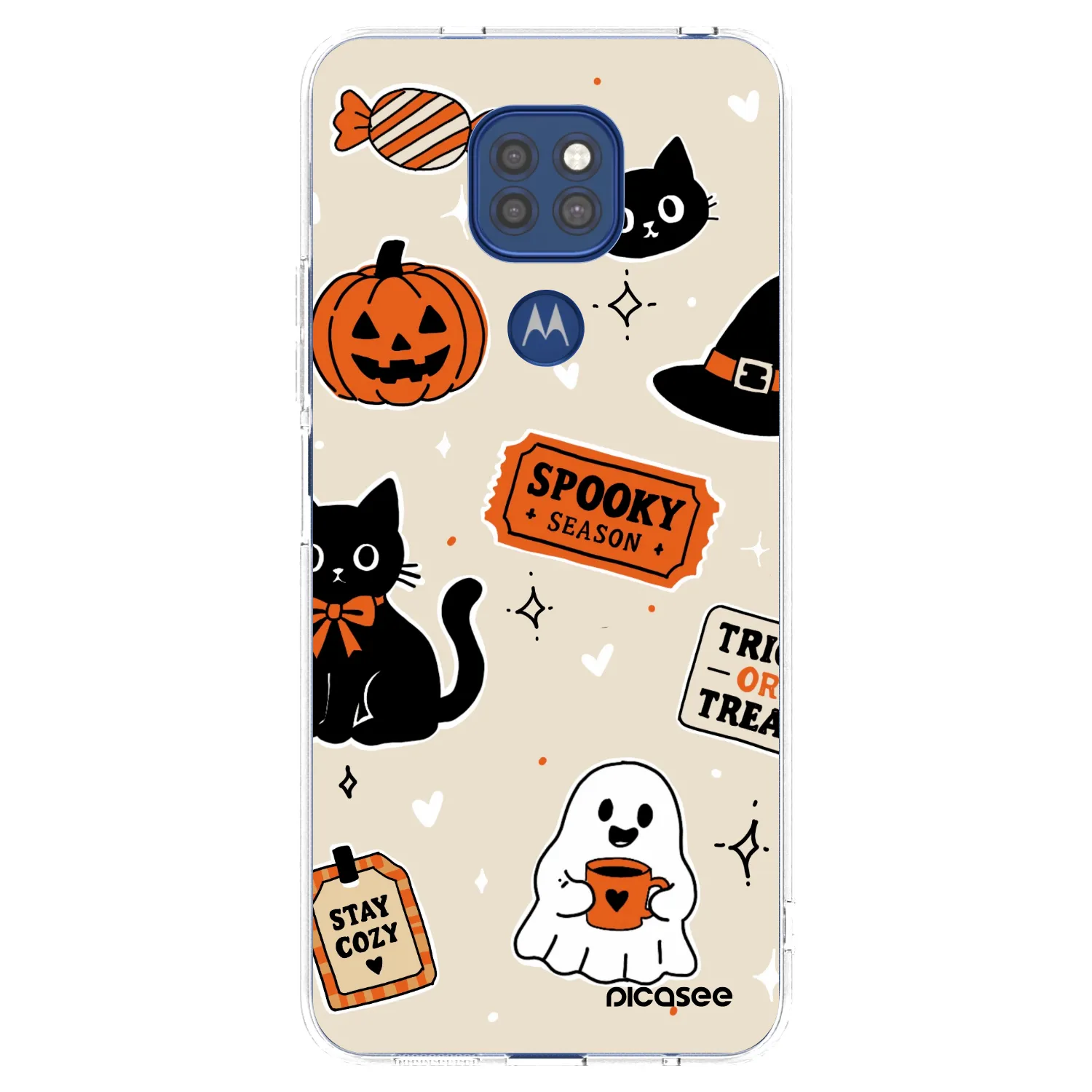 Picasee átlátszó szilikon tok az alábbi mobiltelefonokra Motorola Moto G9 Play - Halloween stickers