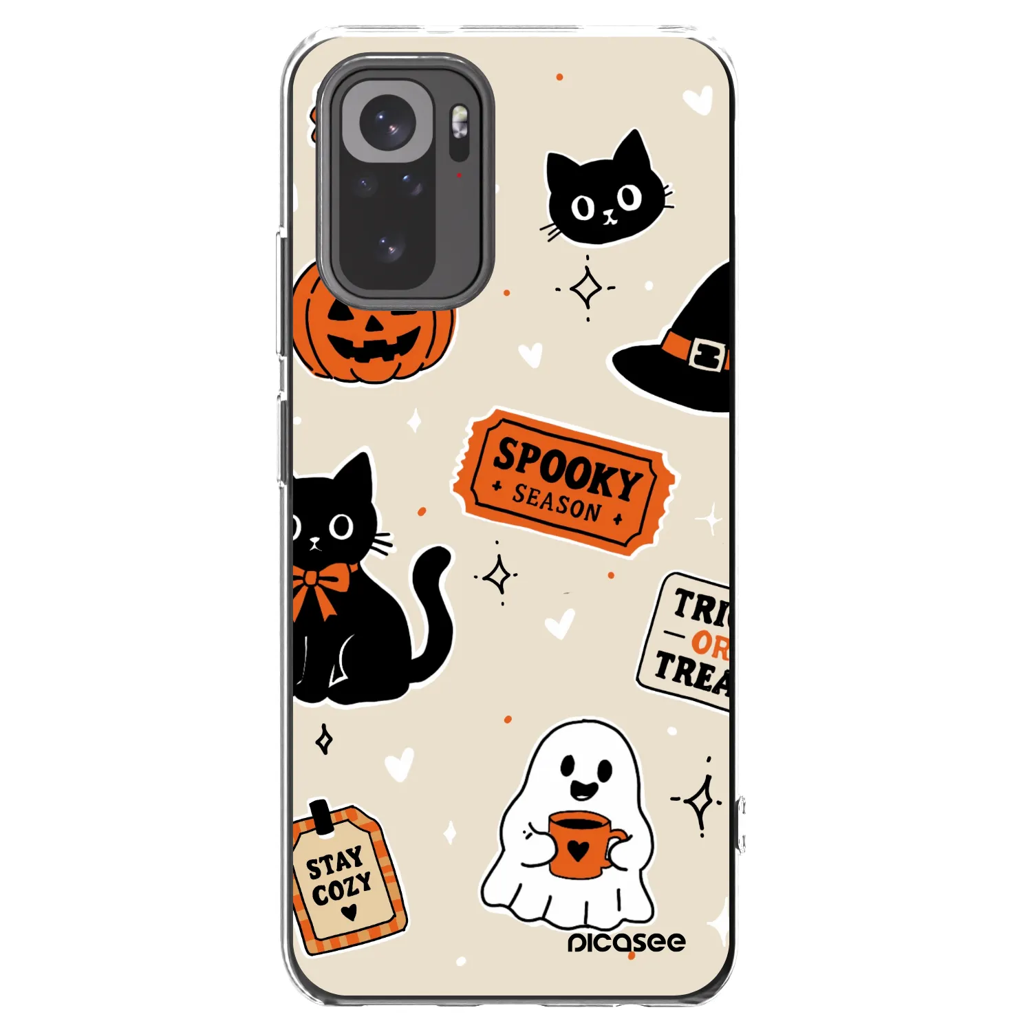 Picasee átlátszó szilikon tok az alábbi mobiltelefonokra Xiaomi Redmi Note 10 - Halloween stickers
