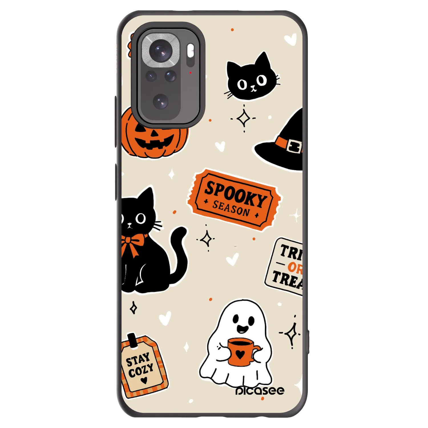 Picasee fekete szilikon tok az alábbi mobiltelefonokra Xiaomi Redmi Note 10 - Halloween stickers