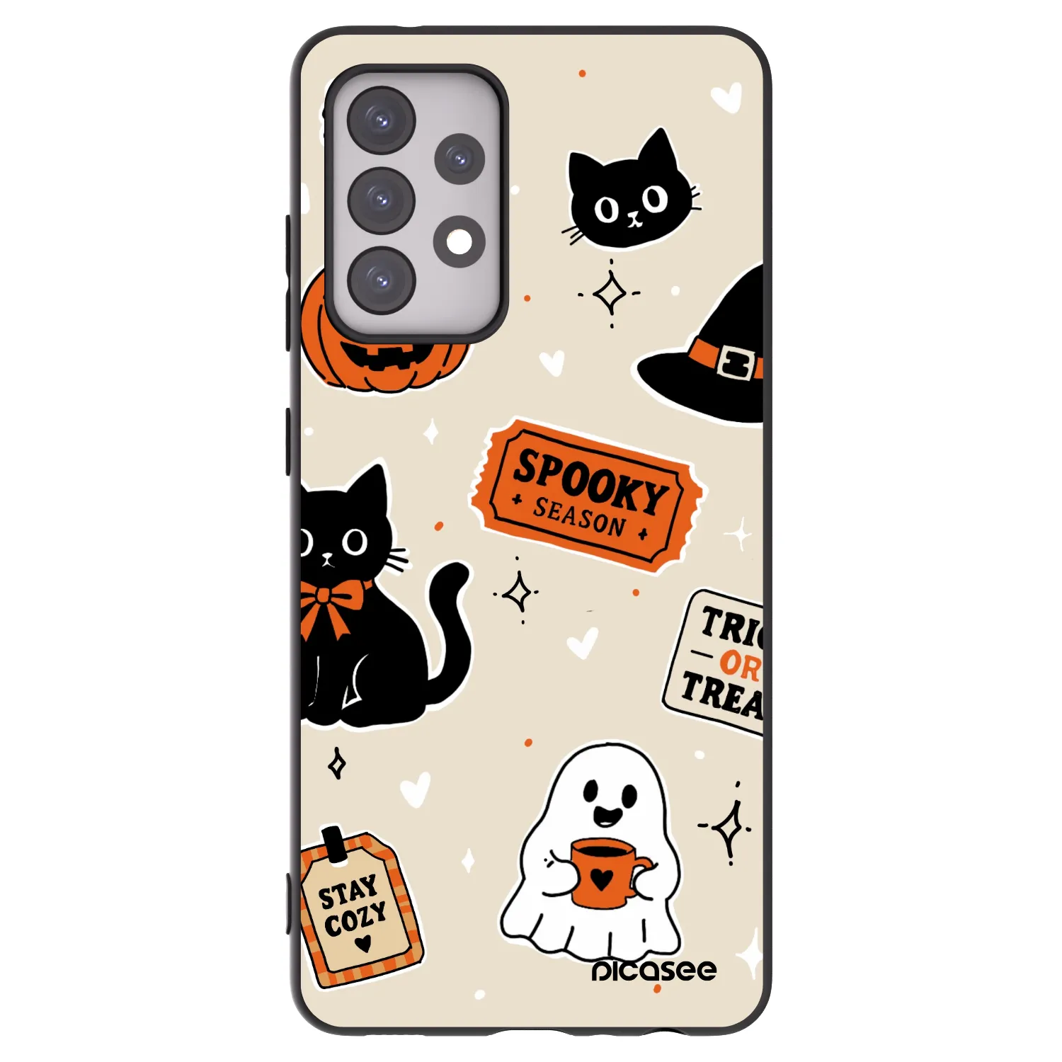 Picasee fekete szilikon tok az alábbi mobiltelefonokra Samsung Galaxy A52 5G A525F - Halloween stickers