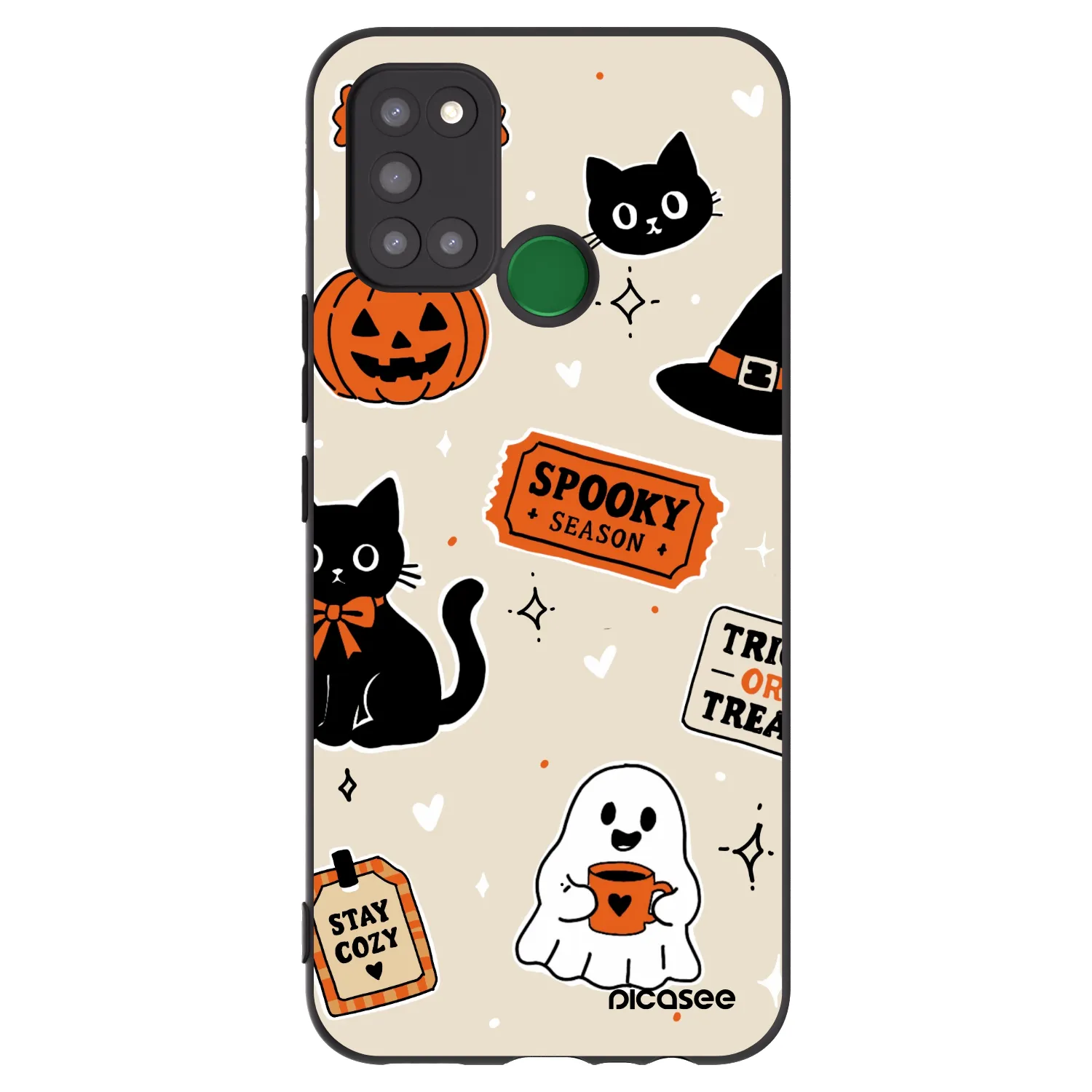 Picasee fekete szilikon tok az alábbi mobiltelefonokra Realme 7i - Halloween stickers