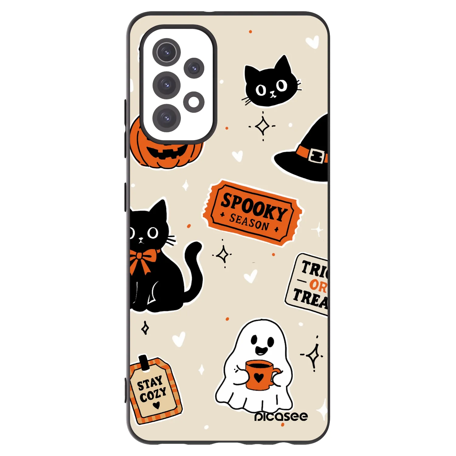 Picasee fekete szilikon tok az alábbi mobiltelefonokra Samsung Galaxy A32 5G A326B - Halloween stickers