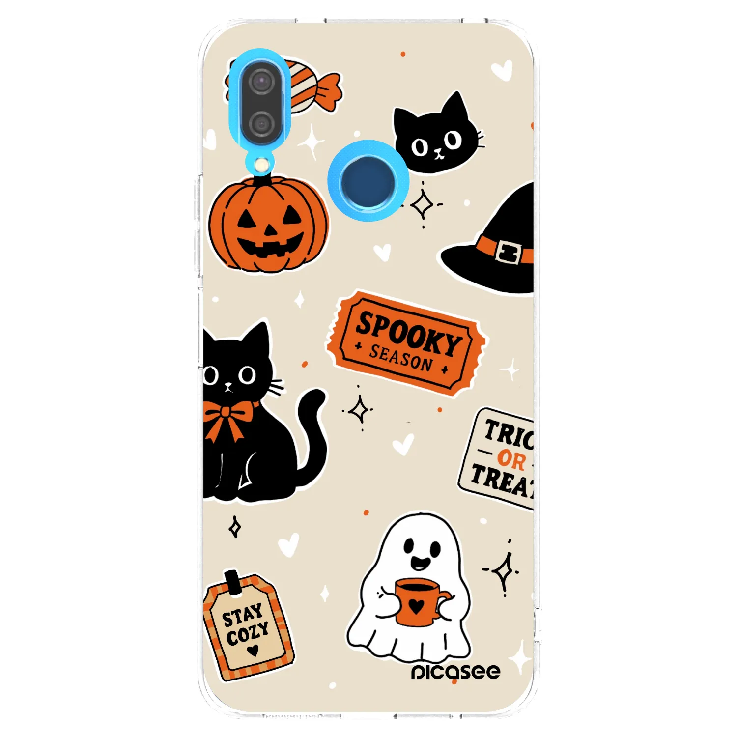 Picasee átlátszó szilikon tok az alábbi mobiltelefonokra Huawei P20 Lite - Halloween stickers