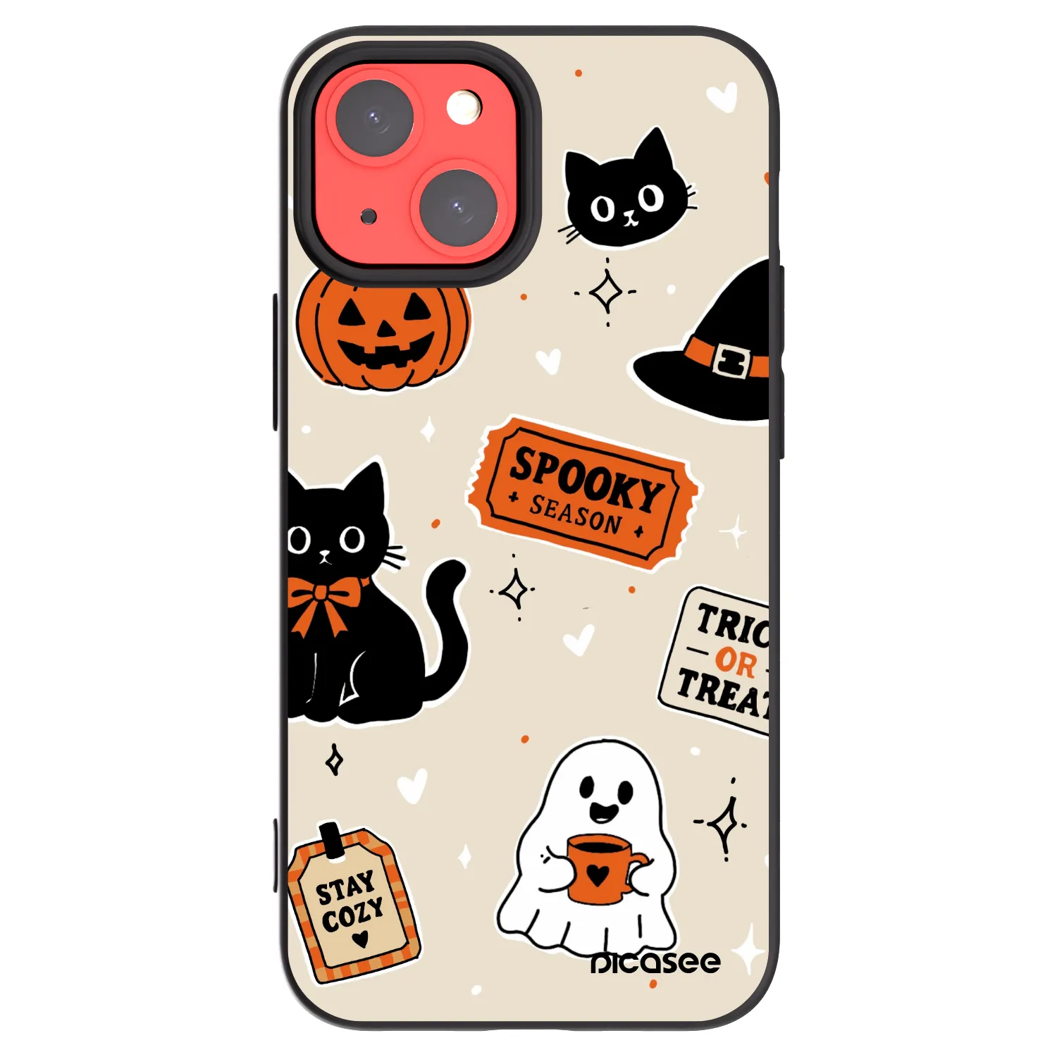 Picasee fekete szilikon tok az alábbi mobiltelefonokra Apple iPhone 13 mini - Halloween stickers