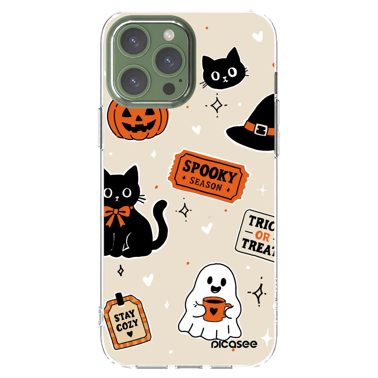 Picasee átlátszó szilikon tok az alábbi mobiltelefonokra Apple iPhone 13 Pro Max - Halloween stickers