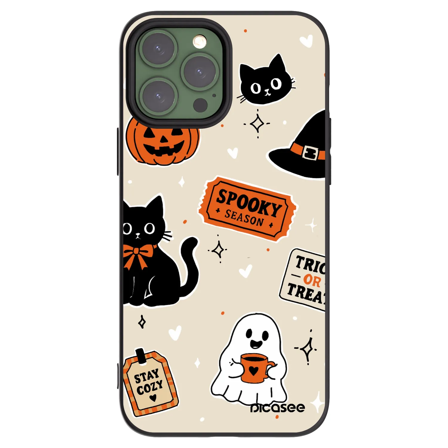 Picasee fekete szilikon tok az alábbi mobiltelefonokra Apple iPhone 13 Pro Max - Halloween stickers