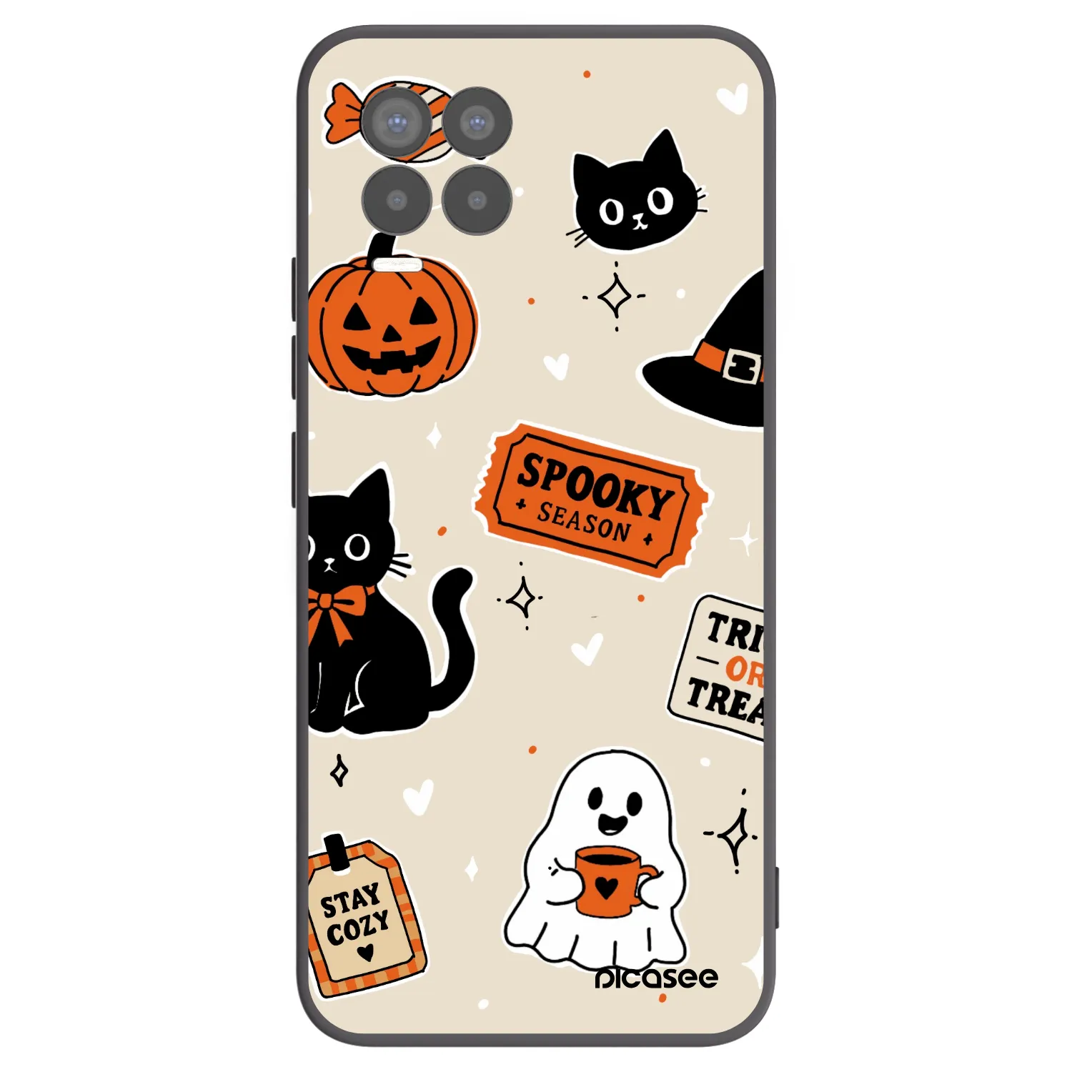 Picasee fekete szilikon tok az alábbi mobiltelefonokra Realme 8 4G - Halloween stickers