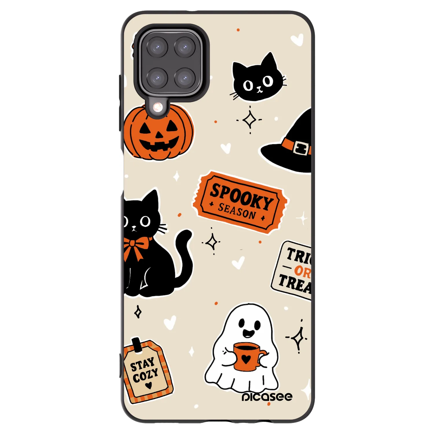 Picasee fekete szilikon tok az alábbi mobiltelefonokra Samsung Galaxy M12 M127F - Halloween stickers