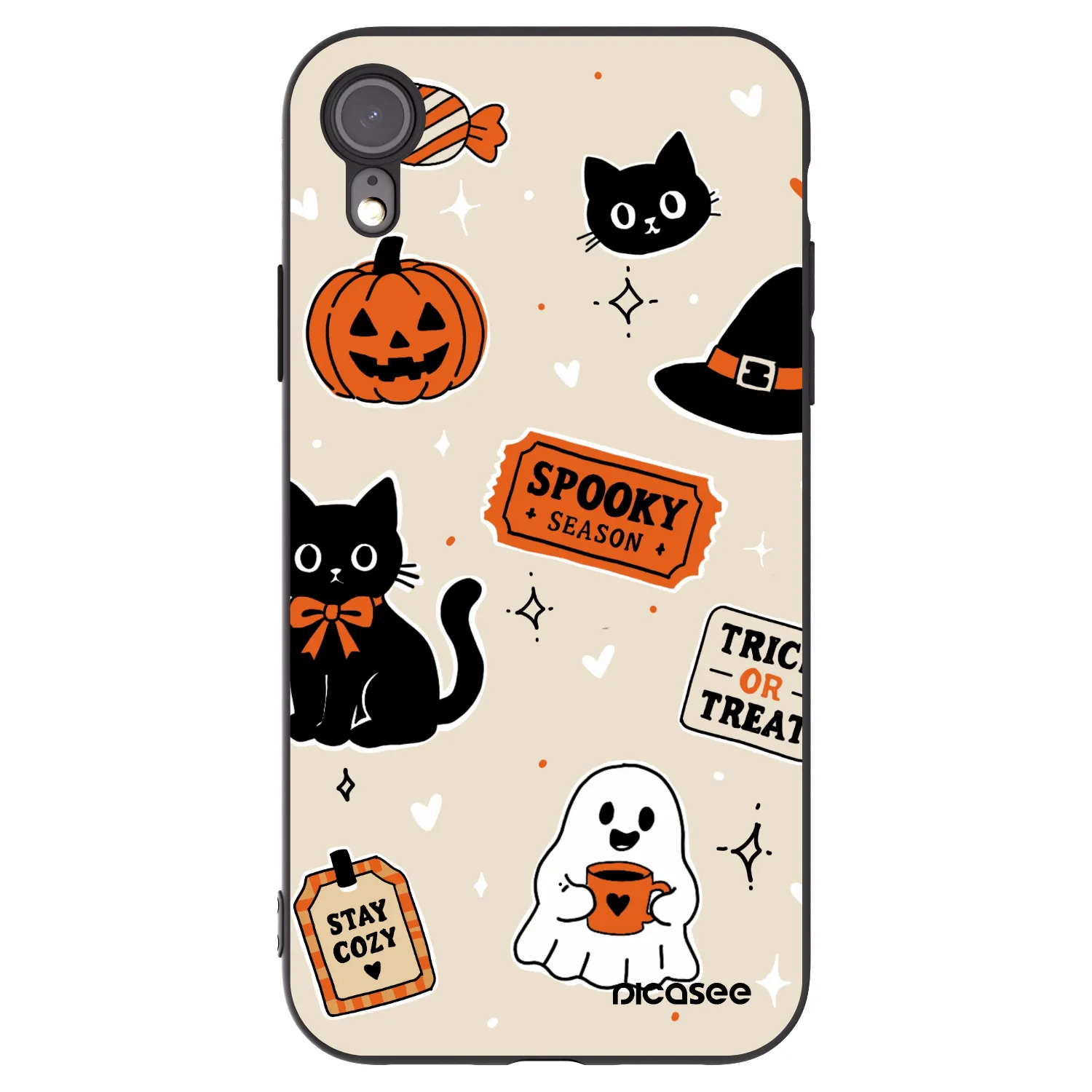 Picasee fekete szilikon tok az alábbi mobiltelefonokra Apple iPhone XR - Halloween stickers